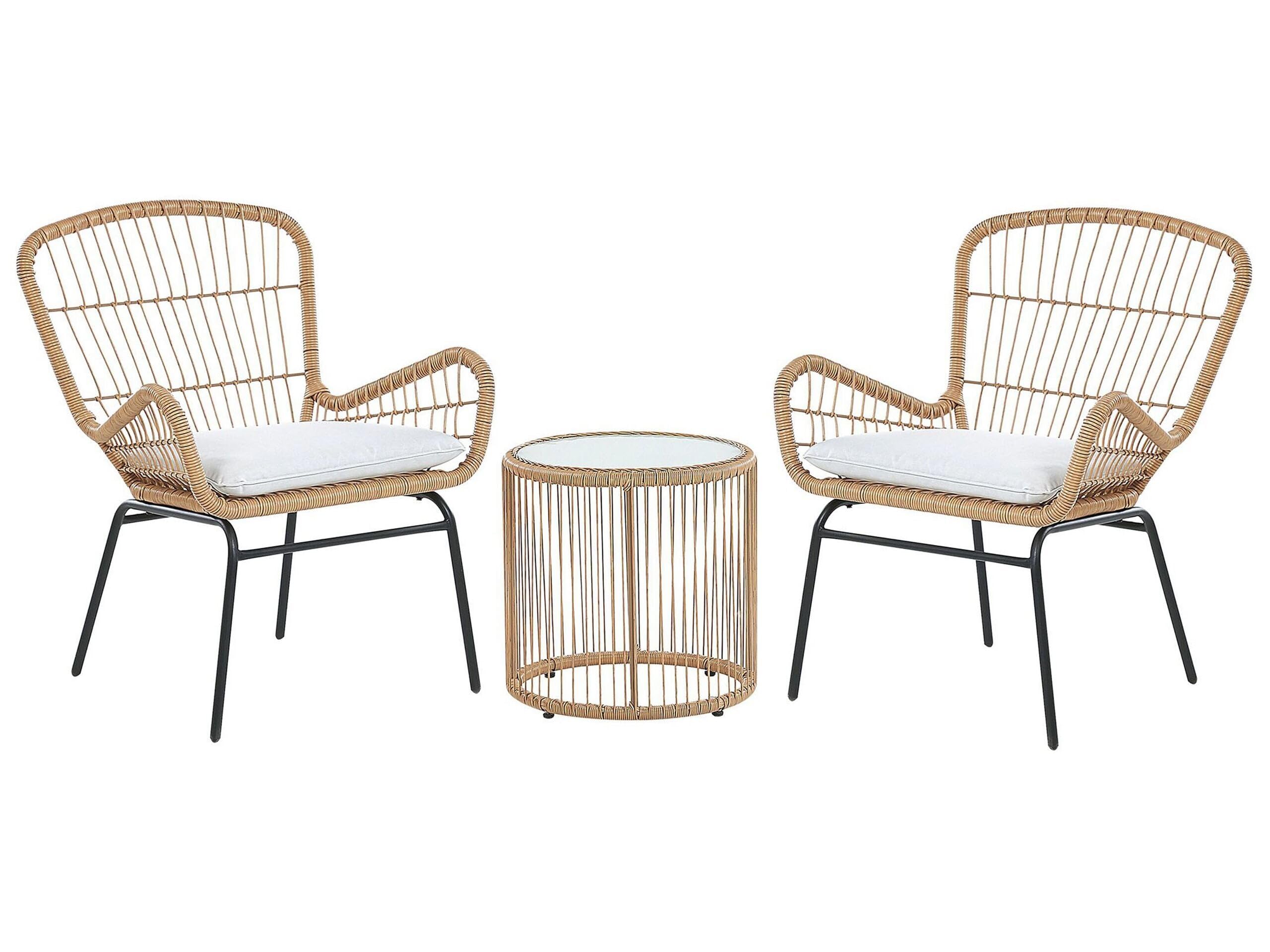 beliani-labico-balkonset-rattan-2-sitzer-tisch-hellgrau image 1