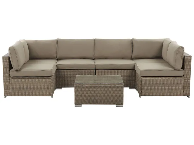 beliani-belvedere-lounge-set-rattan-braun-6-personen image 1