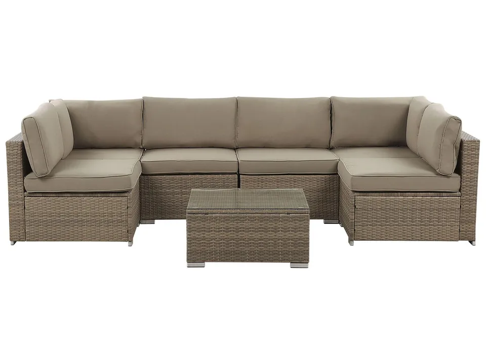 beliani-belvedere-lounge-set-rattan-braun-6-personen image 1