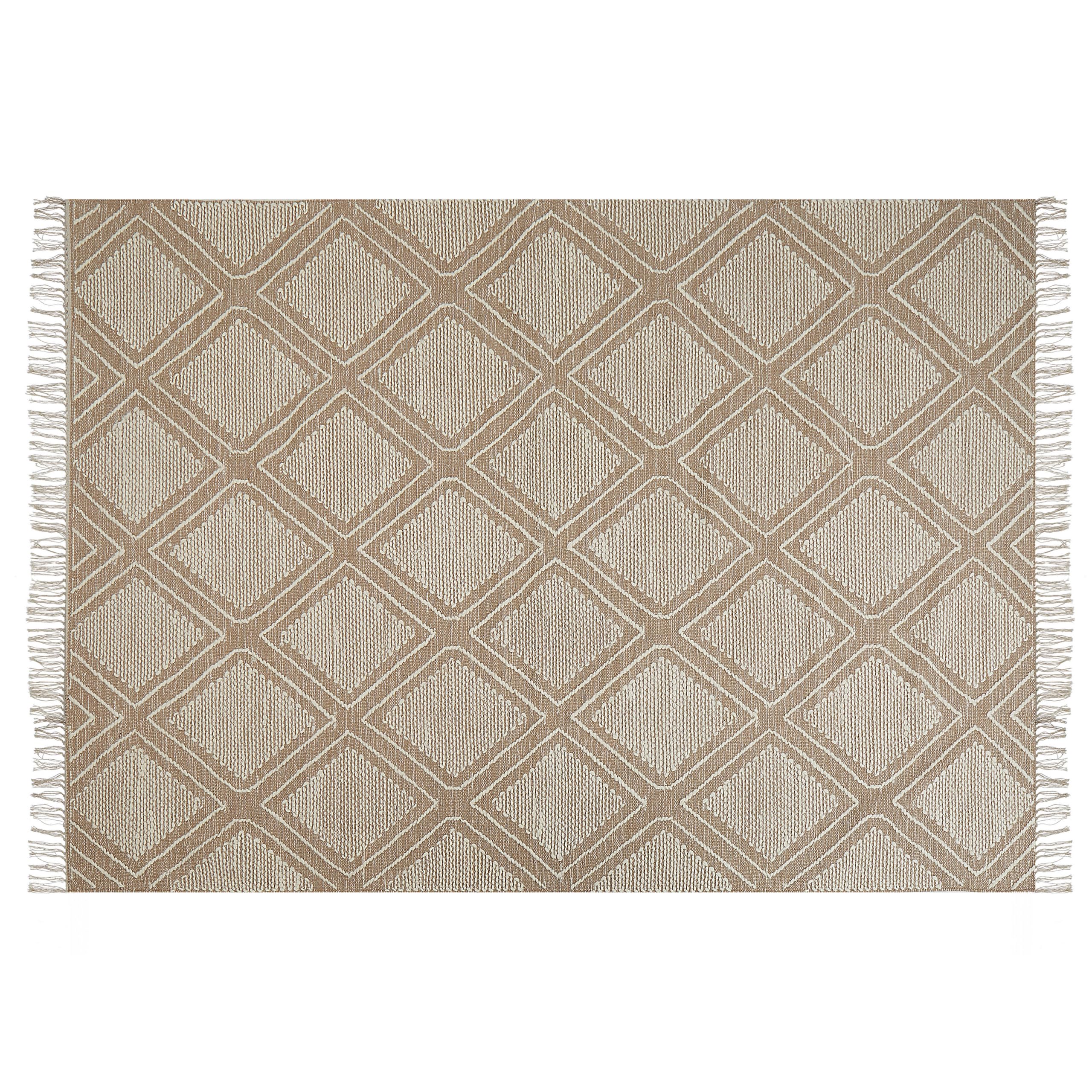 beliani-kacem-teppich-160x230-beige-wei-boho-baumwolle image 4