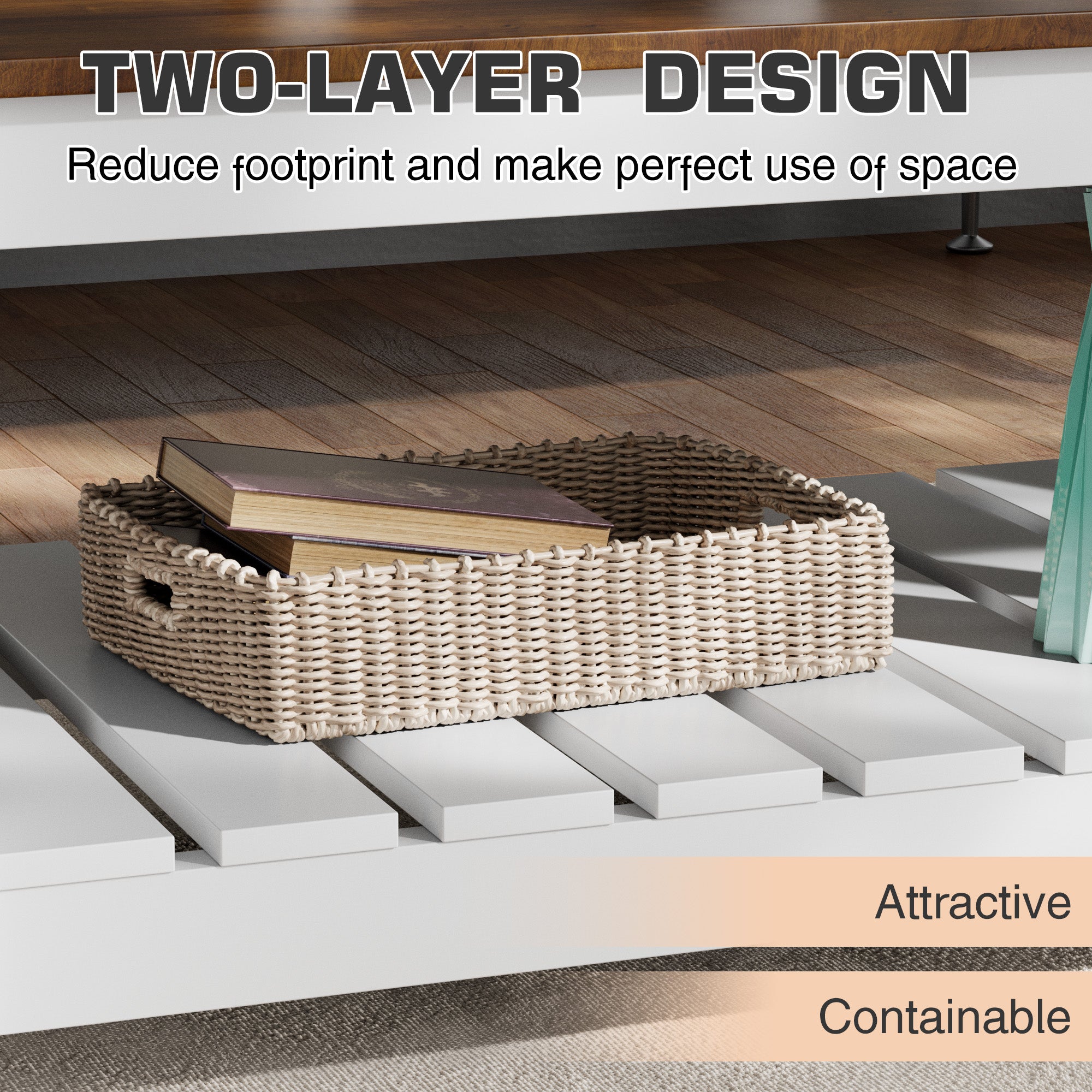 homall-coffee-table-couchtisch-braun-wei-2-ebenen-holz image 4