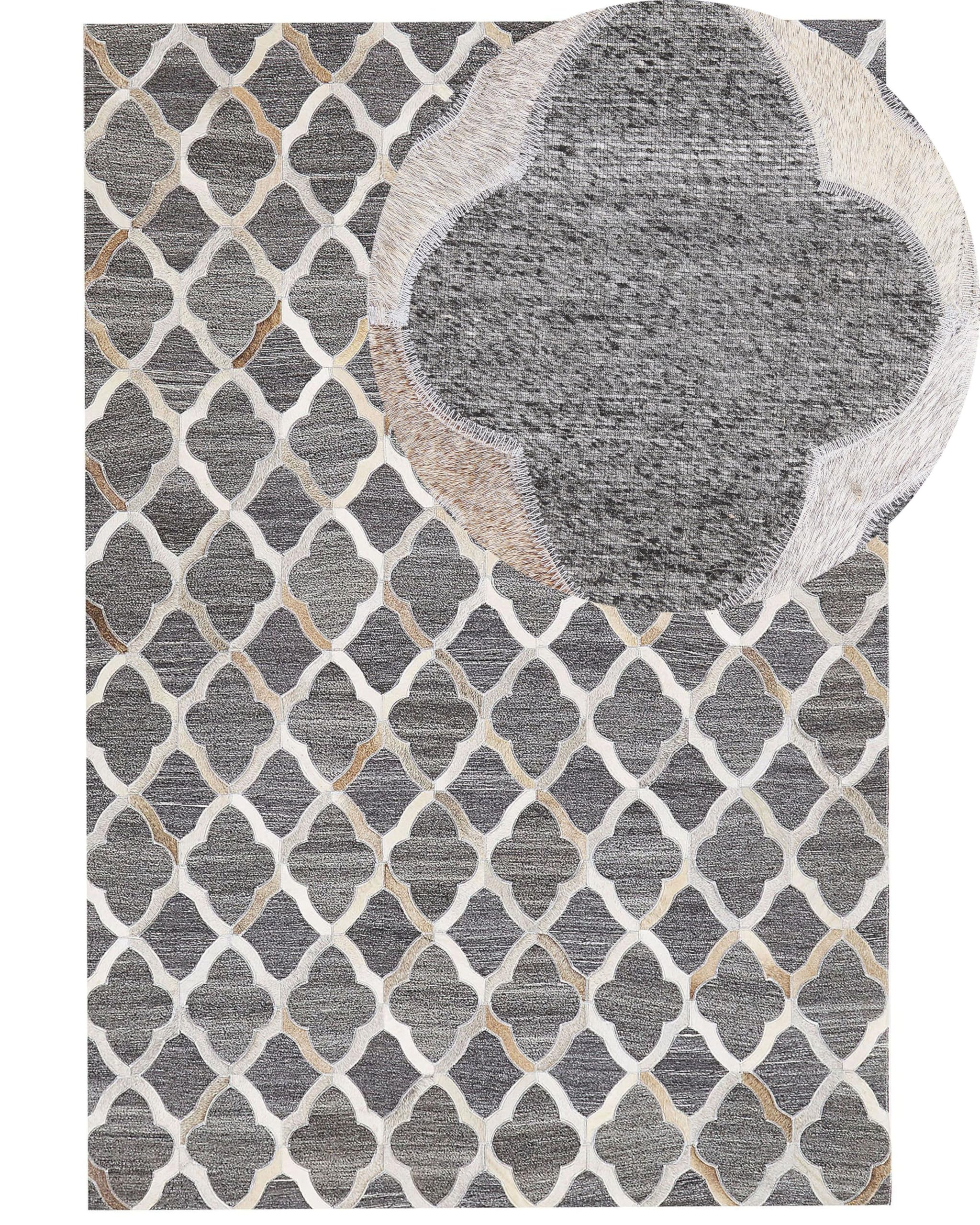 beliani-rolunay-teppich-140x200-cm-grau-beige-leder-patchwork image 1