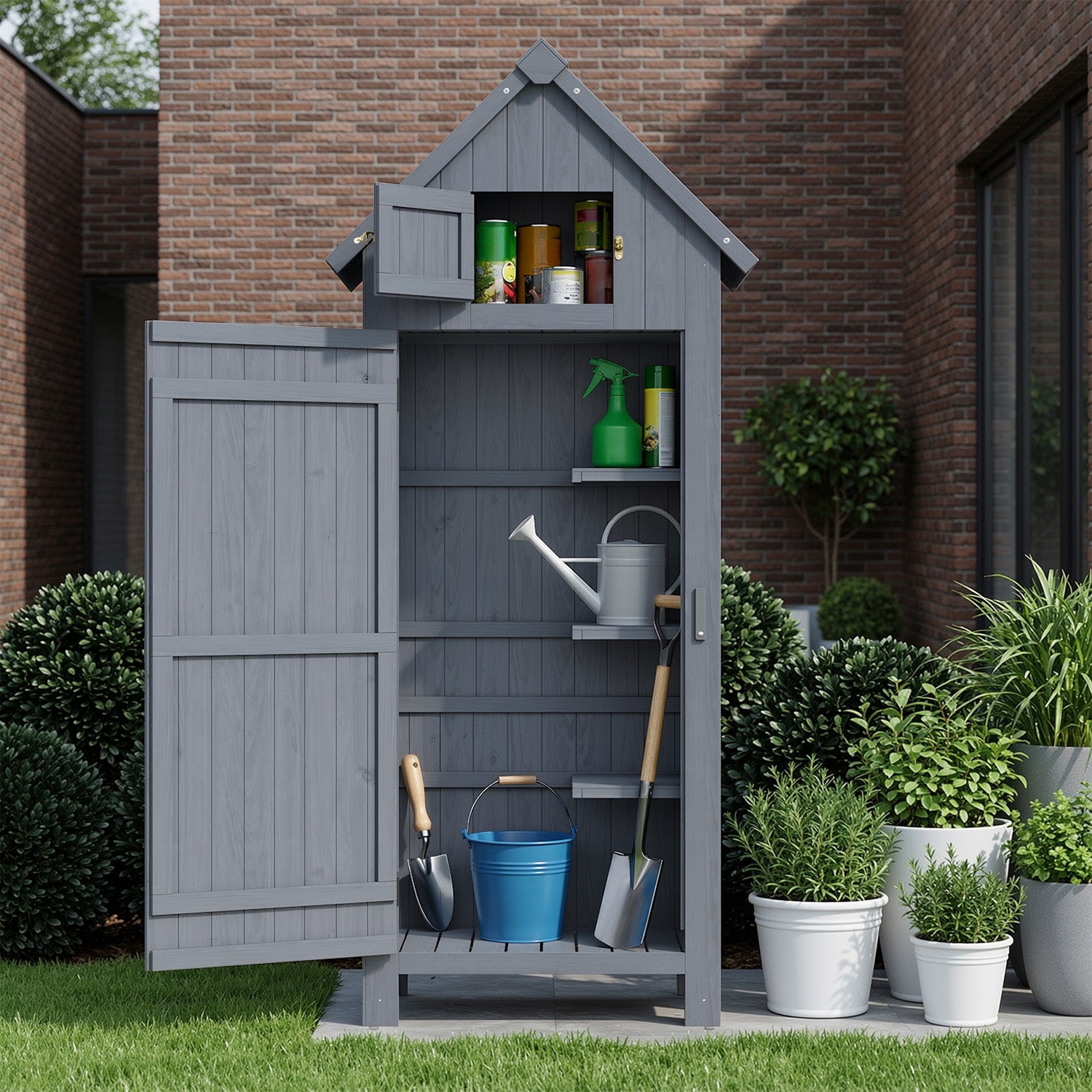 bealife-cc31-gartenschrank-ger-teschuppen-grau-78x46cm image 2
