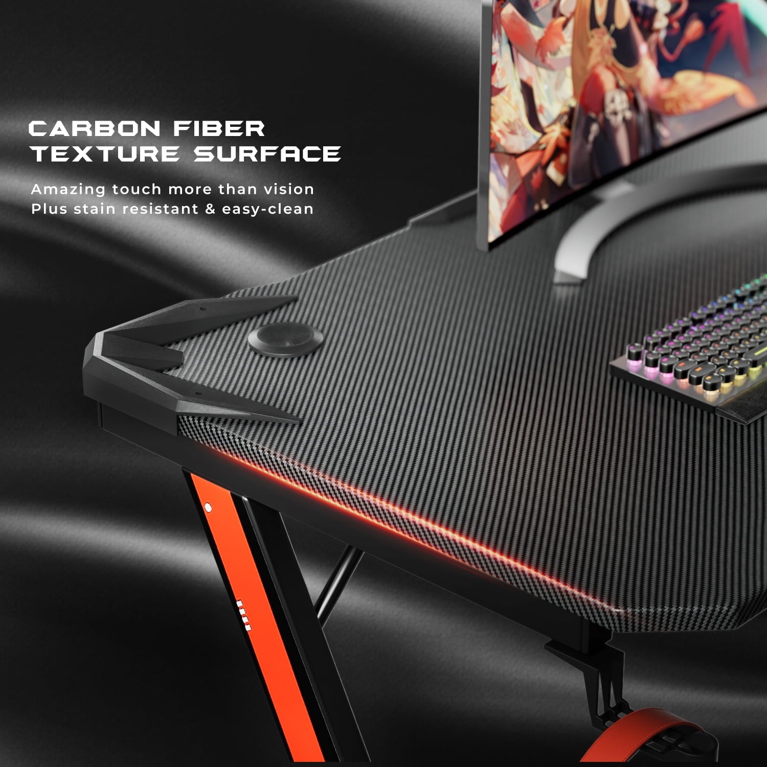 homall-gaming-desk-schreibtisch-112cm-schwarz-carbon-optik image 5