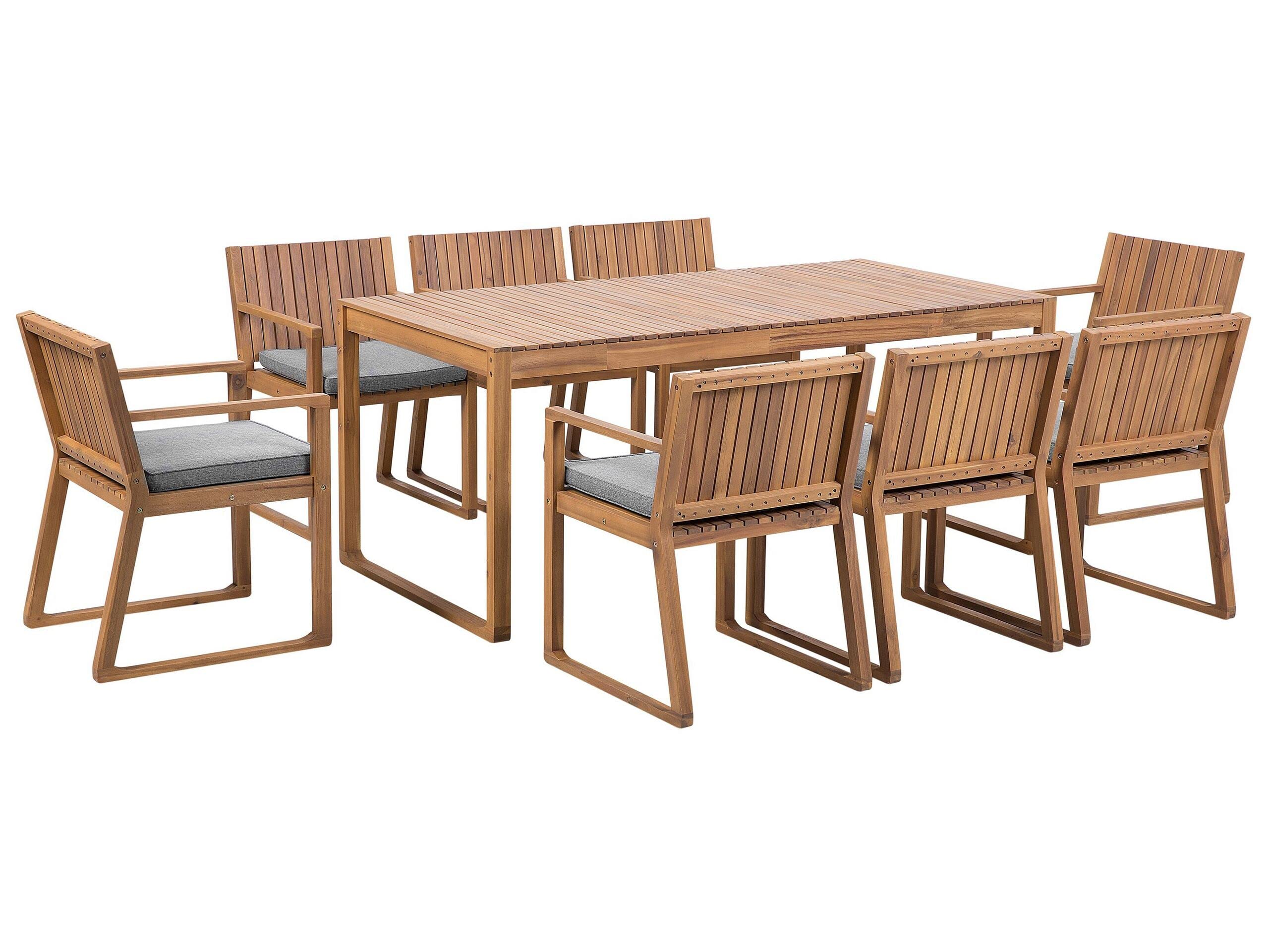 beliani-sassari-gartenset-8-sitzer-akazie-180cm-grau image 1