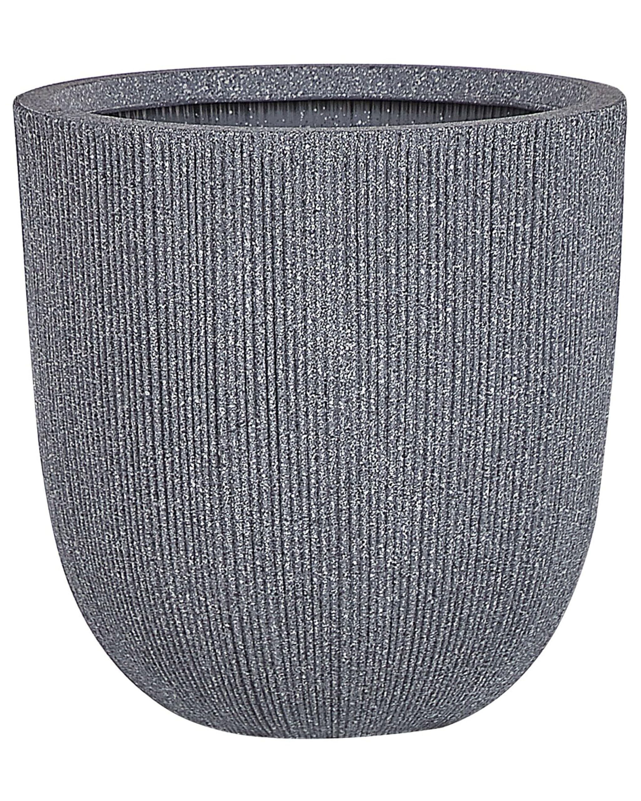 beliani-chios-blumentopf-kunstharz-44-cm-grau-rillen-l image 1