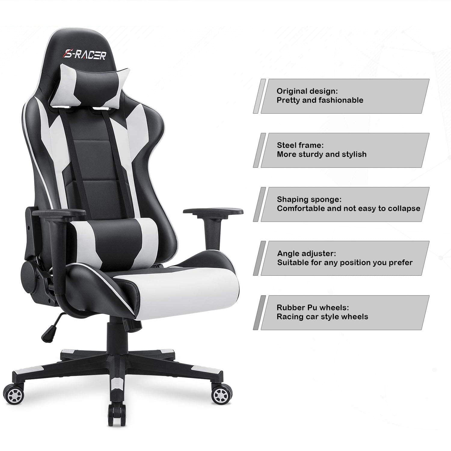 homall-gaming-racing-stuhl-schwarz-mit-kopfst-tze image 8