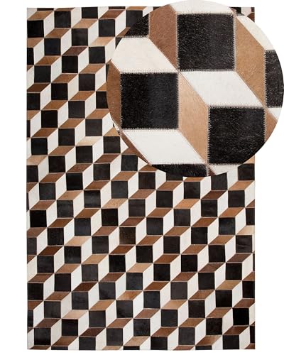 beliani-alpkoy-lederteppich-140x200-braun-3d-muster image 7