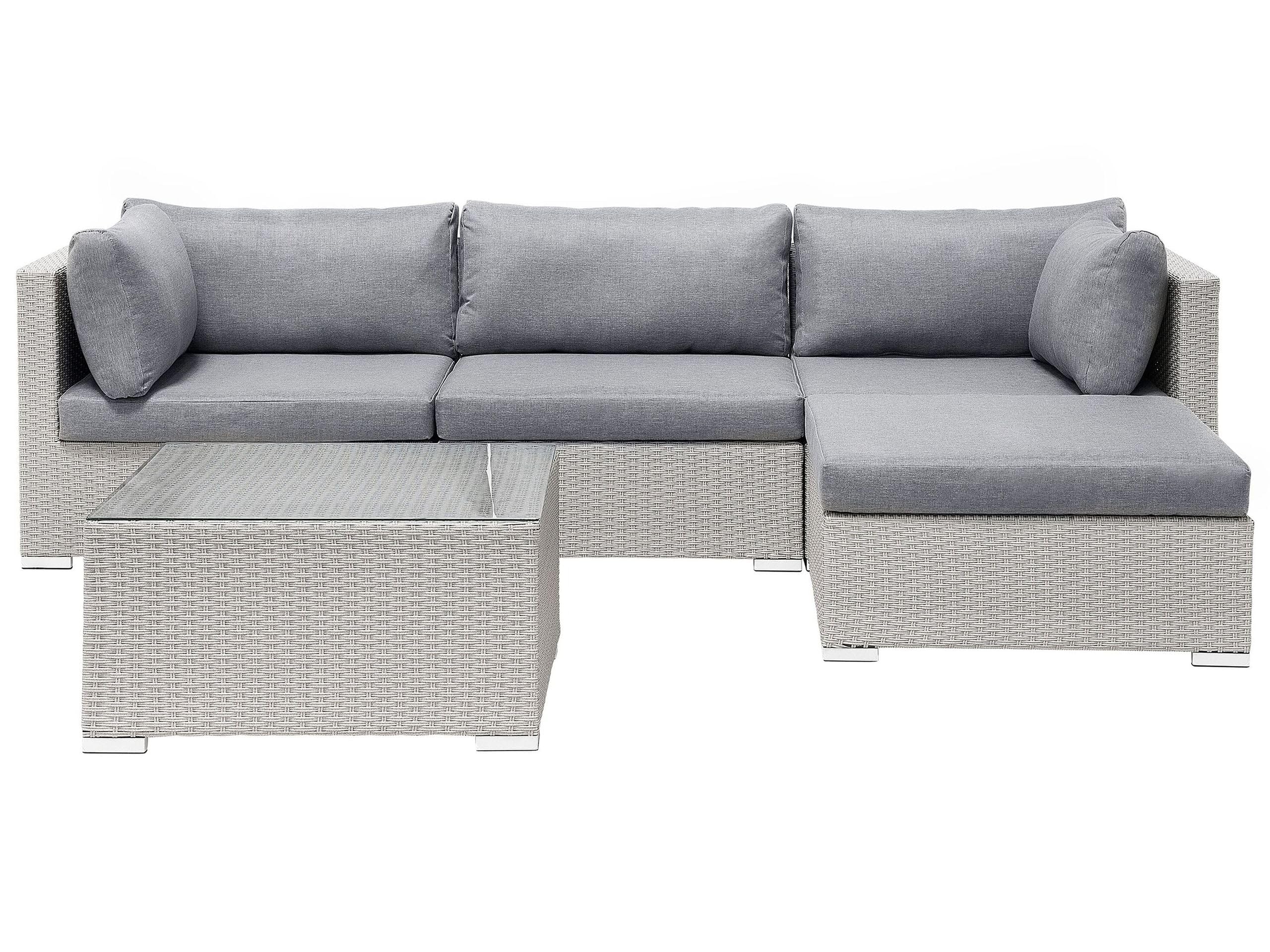 beliani-sano-ii-loungeset-rattan-hellgrau-links-4-personen image 1