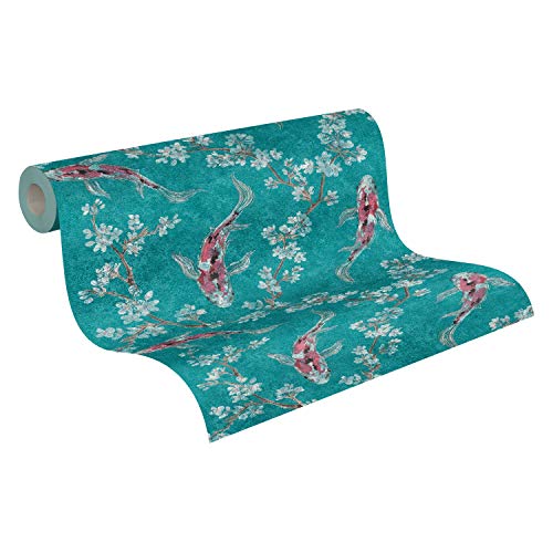 a-s-cr-ation-asian-fusion-37462-3-vliestapete-blau-koi image 7