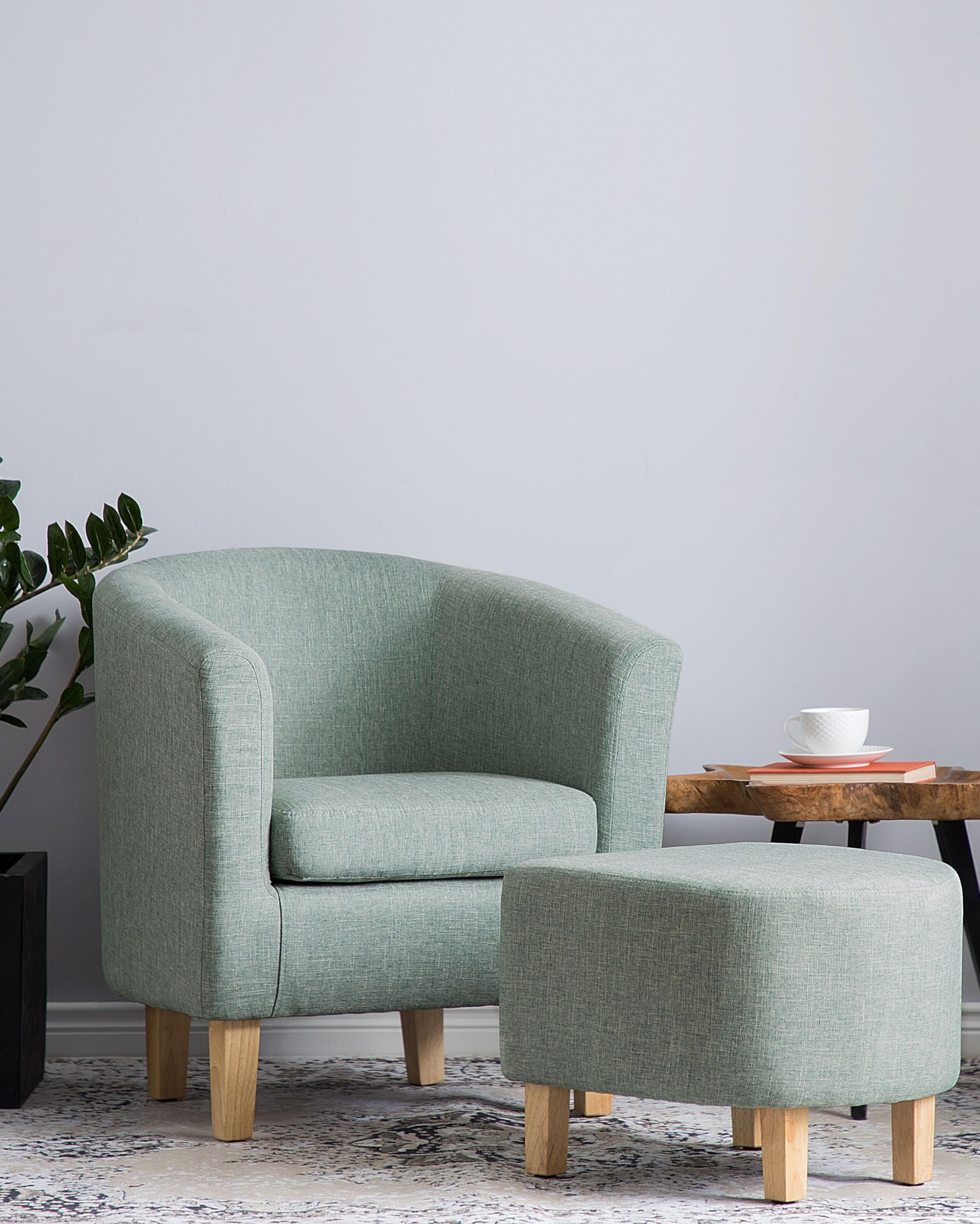 beliani-holden-cocktailsessel-hellgr-n-mit-hocker-polyester image 2