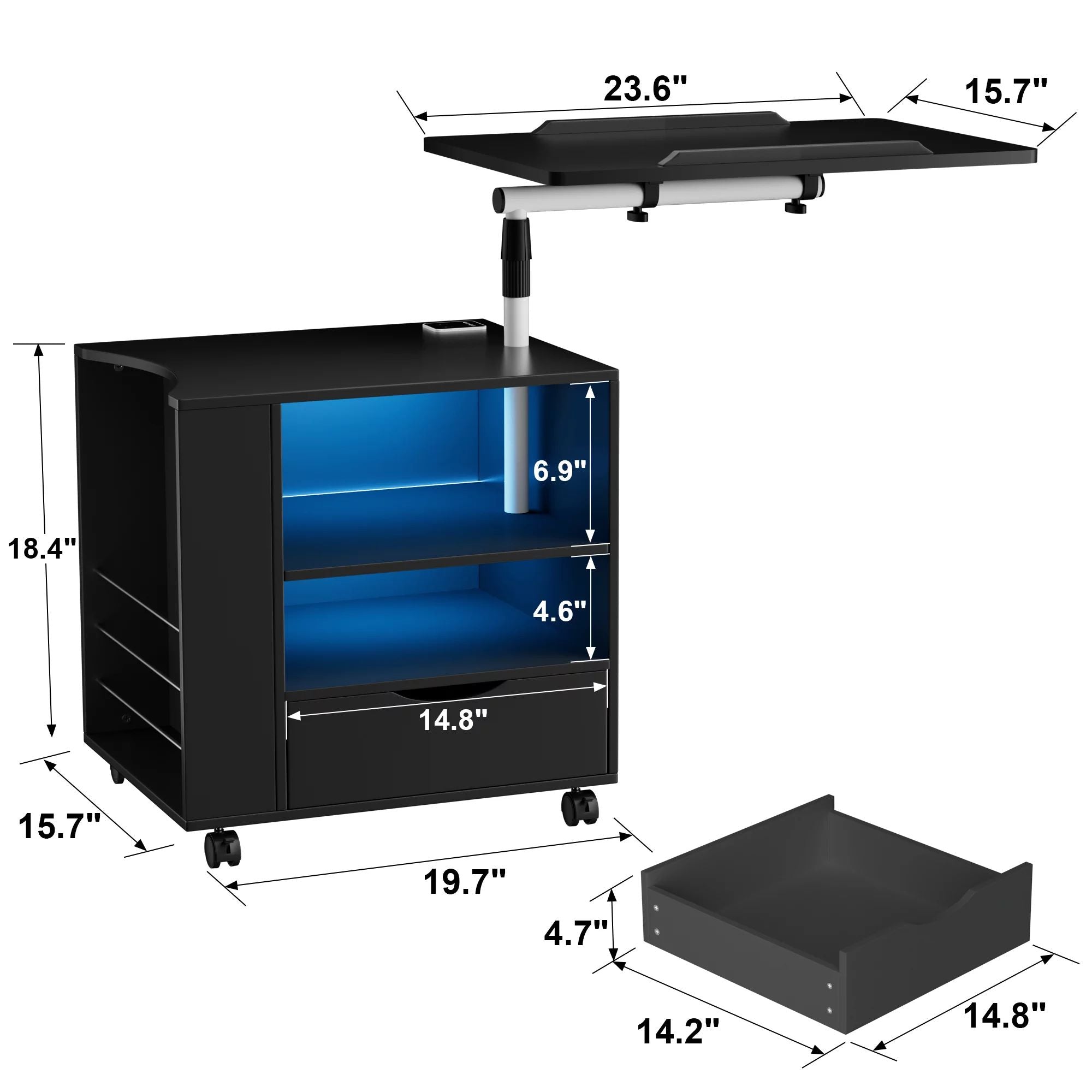 homall-bedroom-nachttisch-led-usb-schublade-wei image 7