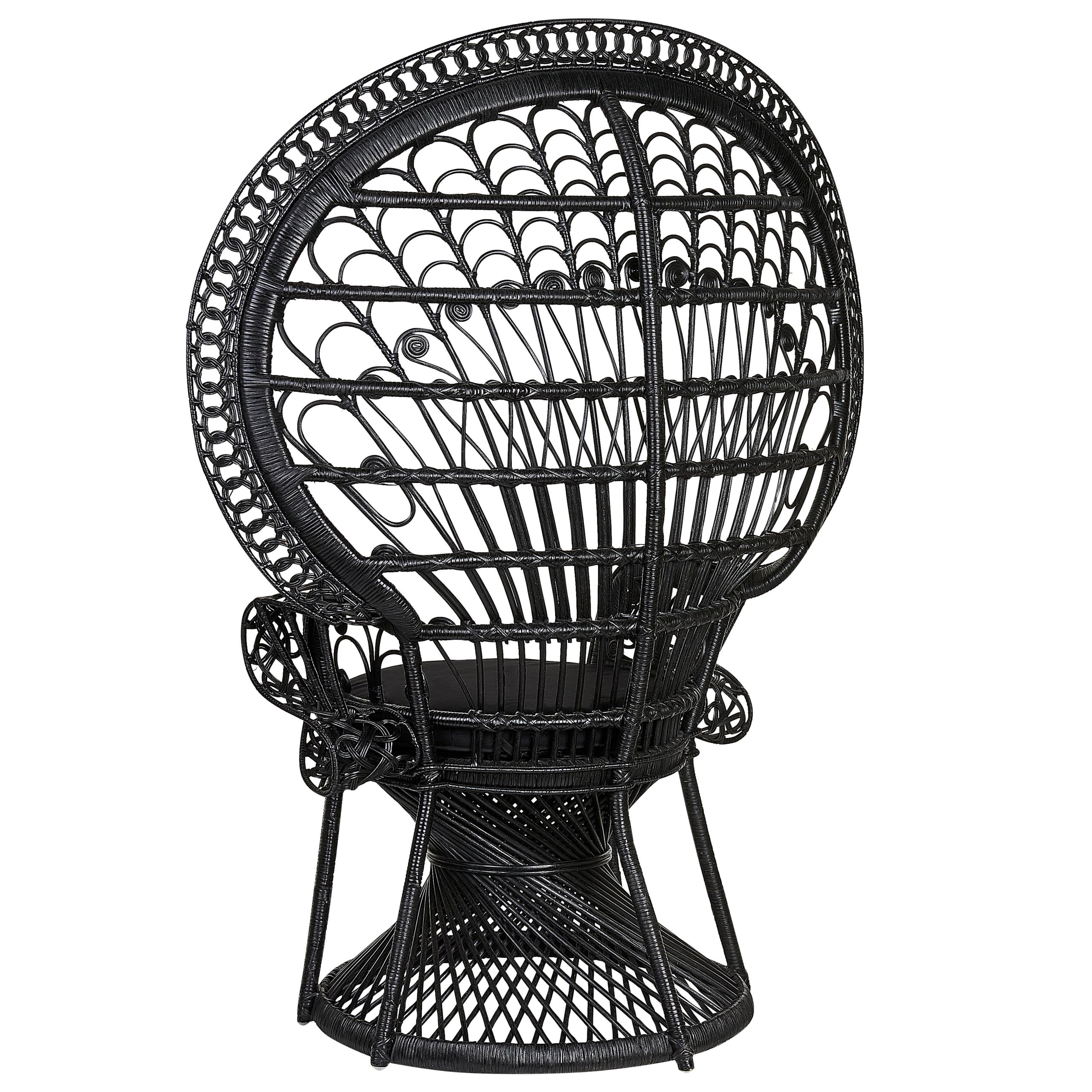 beliani-emmanuelle-pfauensessel-rattan-schwarz-mit-kissen image 5