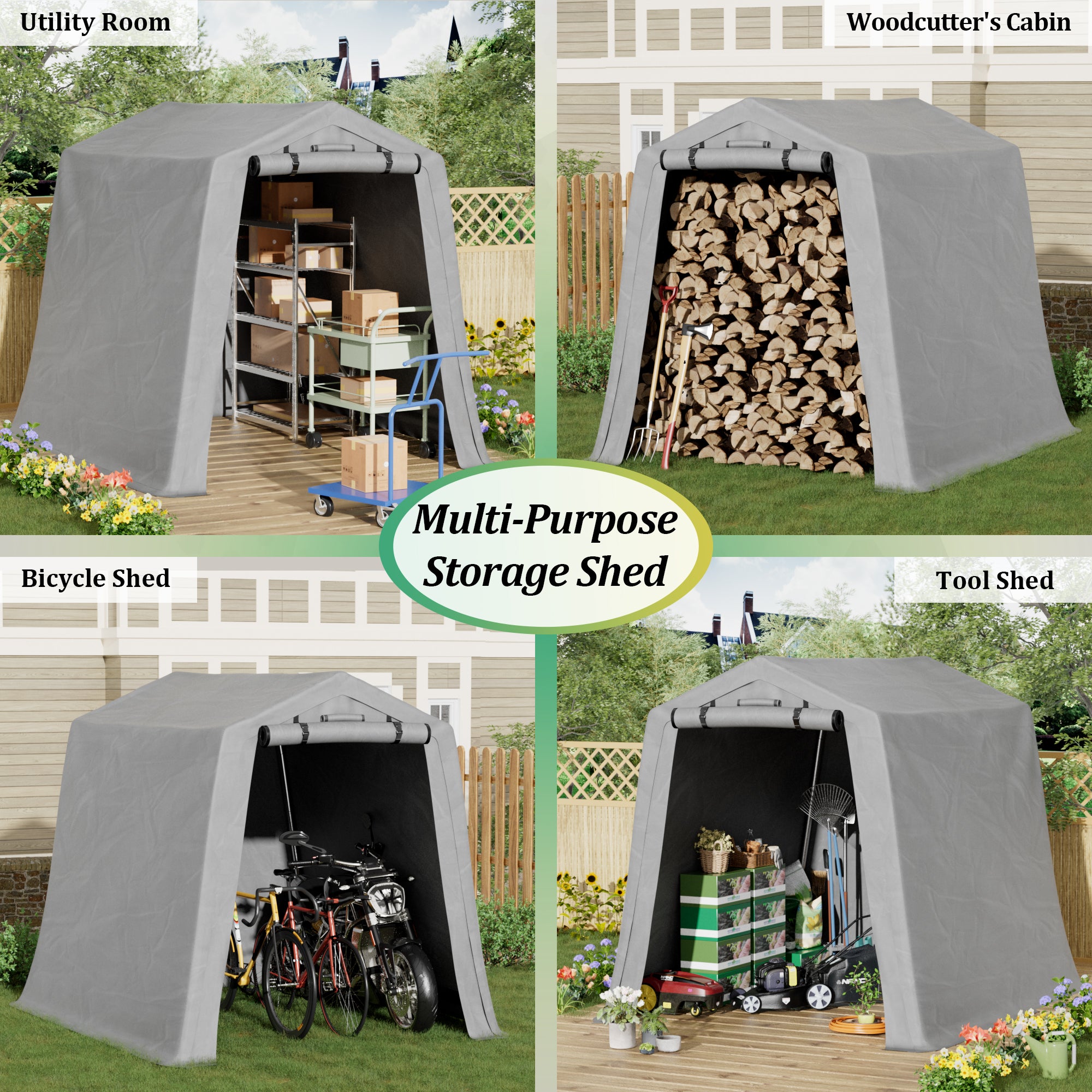 homall-metal-shed-lagerzelt-6x6-grau-wasserdicht-motorradgarage image 3