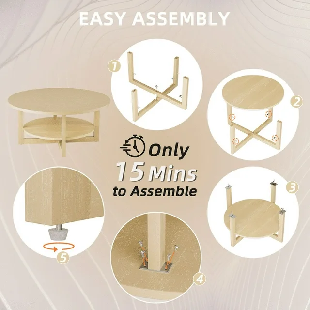 homall-couchtisch-rund-holz-braun-90cm-mit-ablage image 6