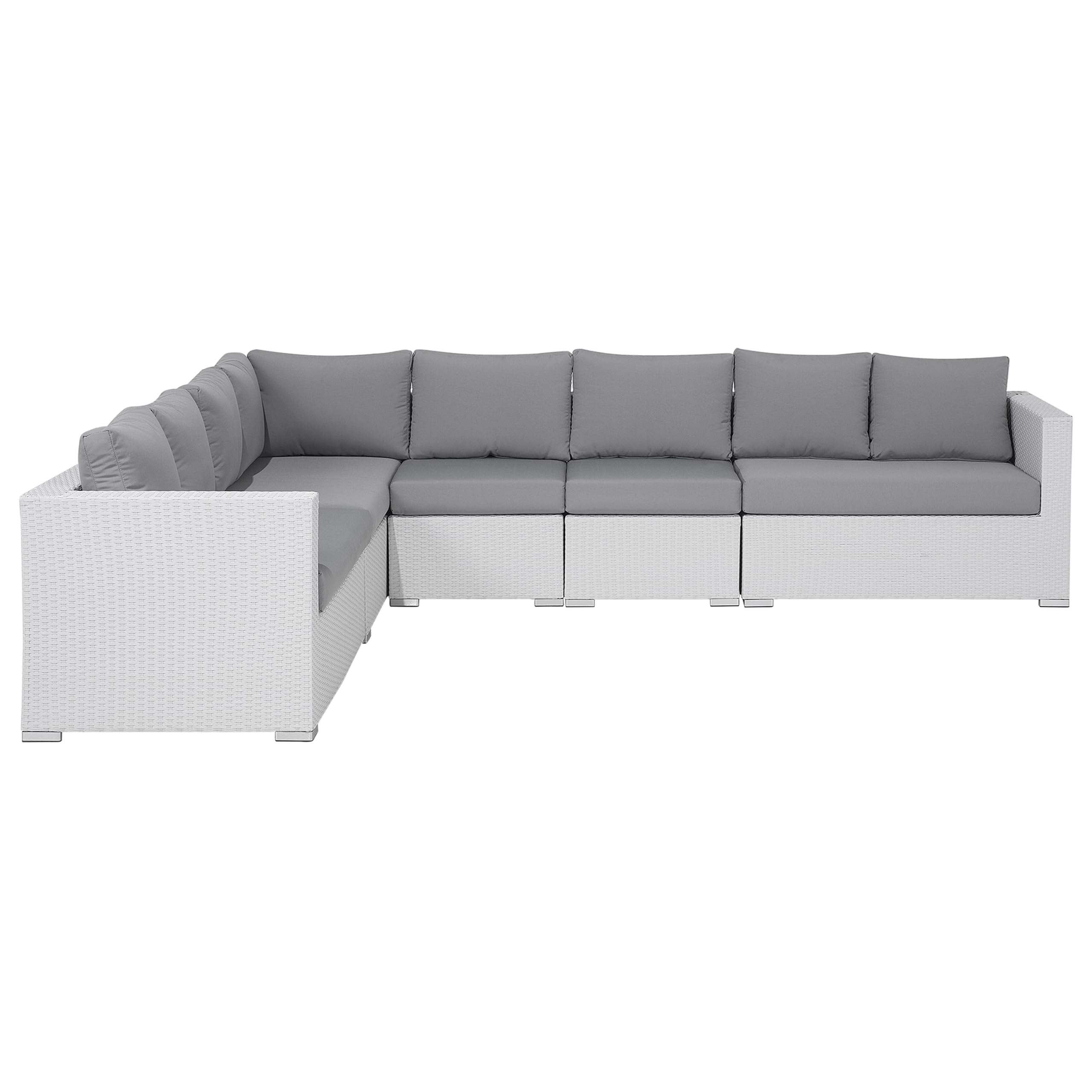 beliani-gartenset-polyrattan-lounge-wei-grau-xxl-8-sitzer-modular image 4