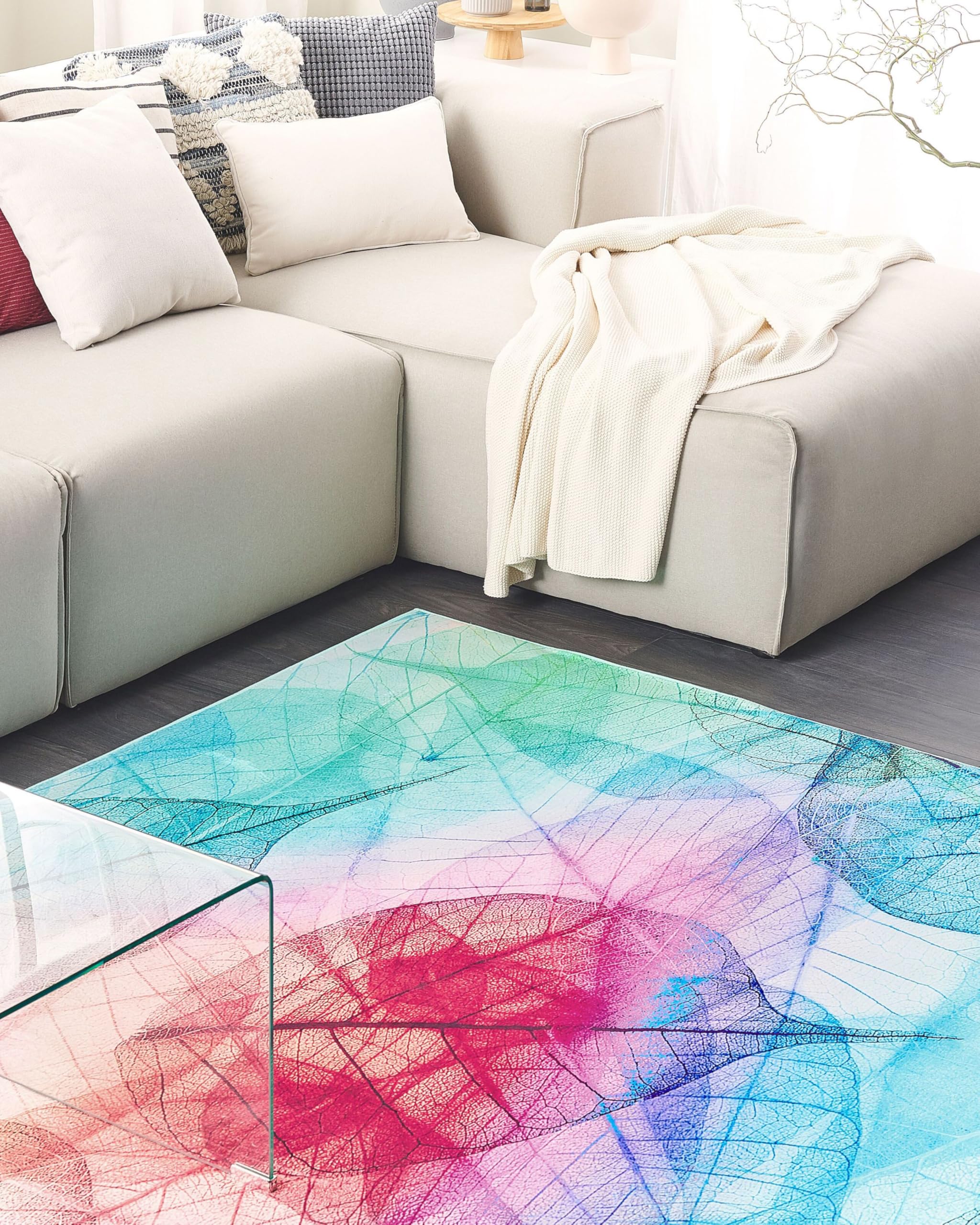 beliani-antakya-teppich-160x230-cm-bunt-pflanzenmuster-rutschfest image 2