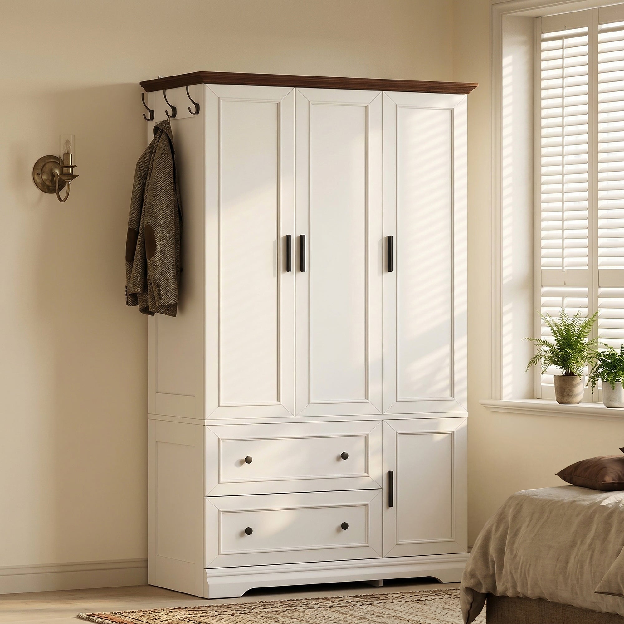 homall-bedroom-kleiderschrank-wei-3-t-rig-mit-schubladen image 1