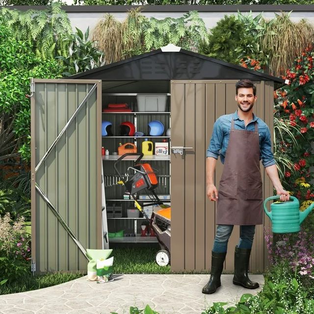 homall-metal-shed-ger-tehaus-metall-braun-6x8 image 4