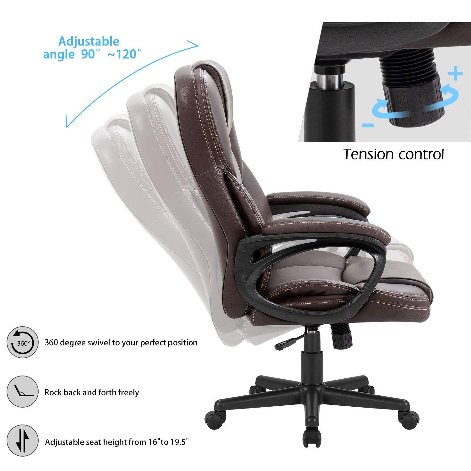 homall-office-leather-chair-b-rostuhl-schwarz-kunstleder-hochlehner-2 image 4
