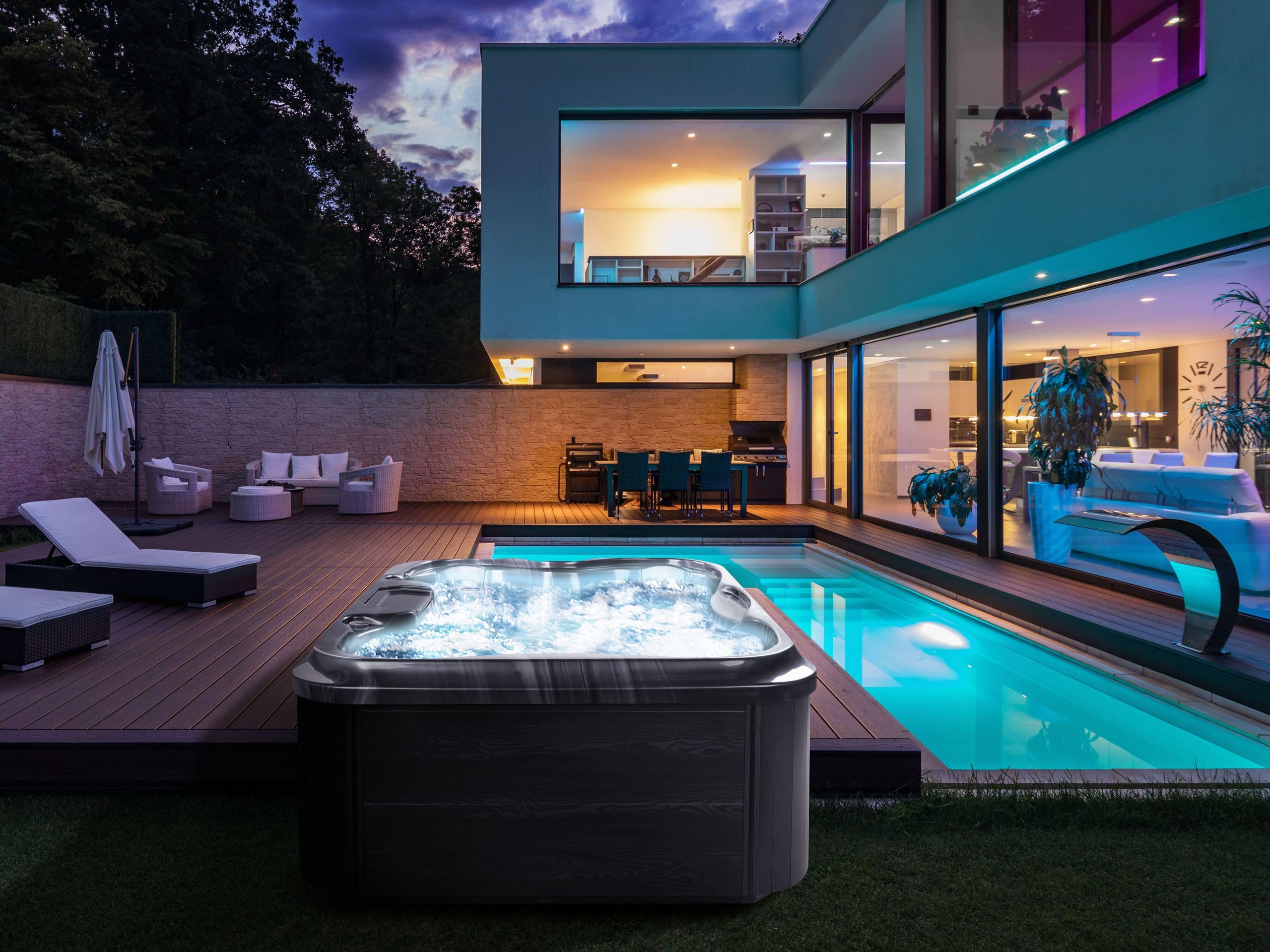 beliani-arcelia-whirlpool-grau-4-personen-led-180x215-cm image 2