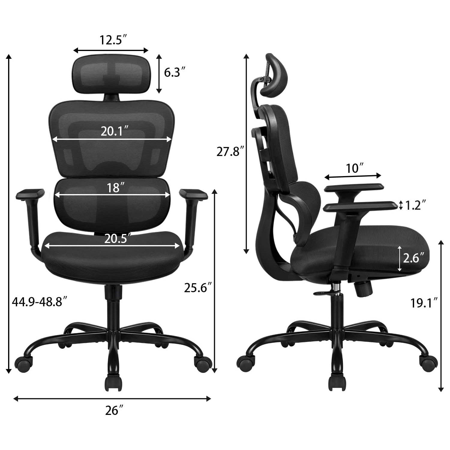 homall-office-mesh-chair-b-rostuhl-hoch-schwarz-mit-kopfst-tze image 6