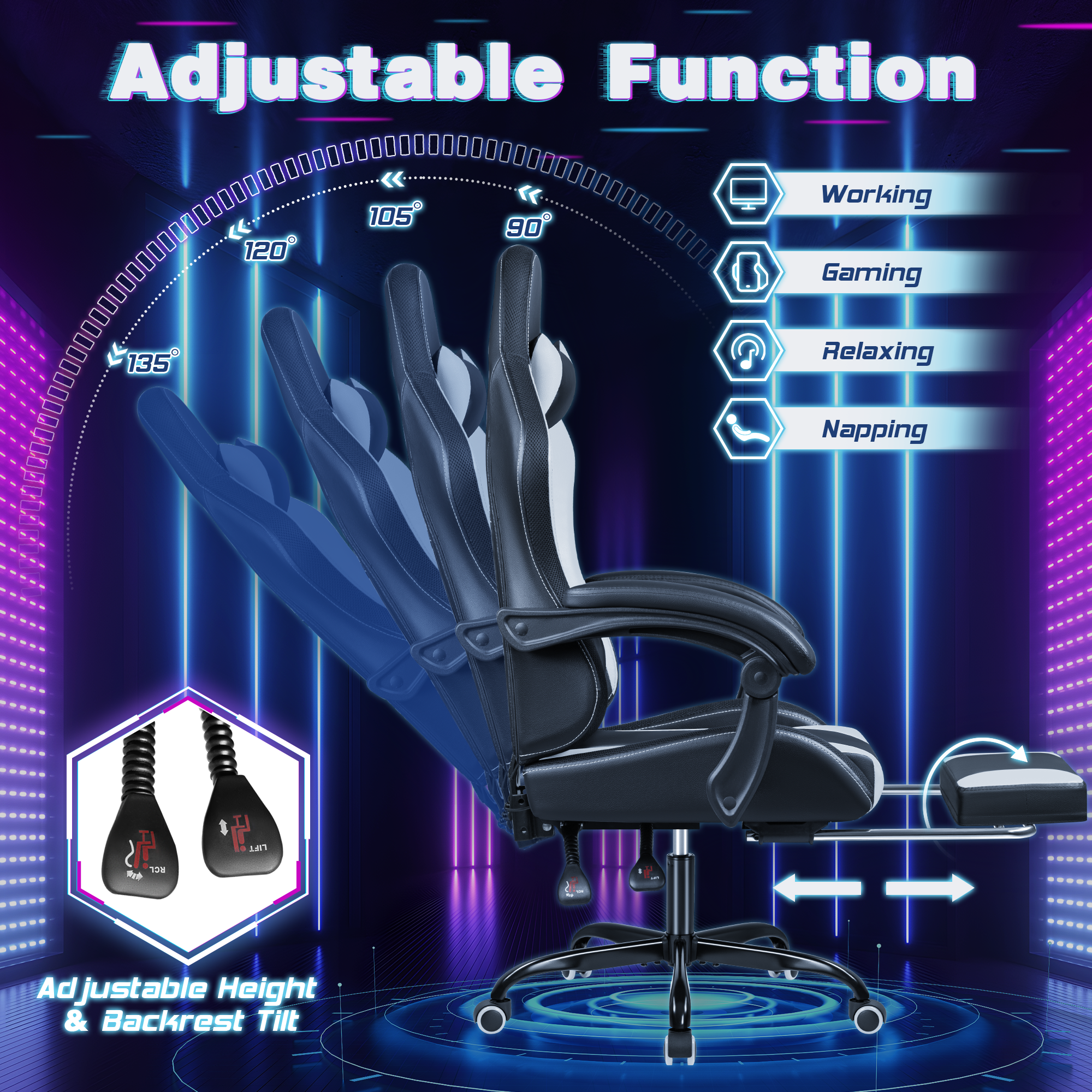 homall-gaming-desk-set-tisch-stuhl-l-form-rgb-schwarz image 3