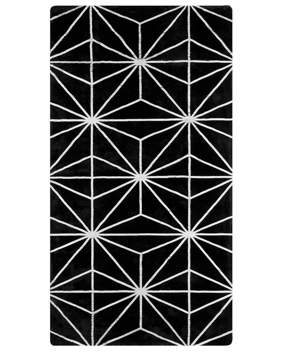 beliani-sibel-teppich-80x150-schwarz-kurzflor-geometrisch image 1