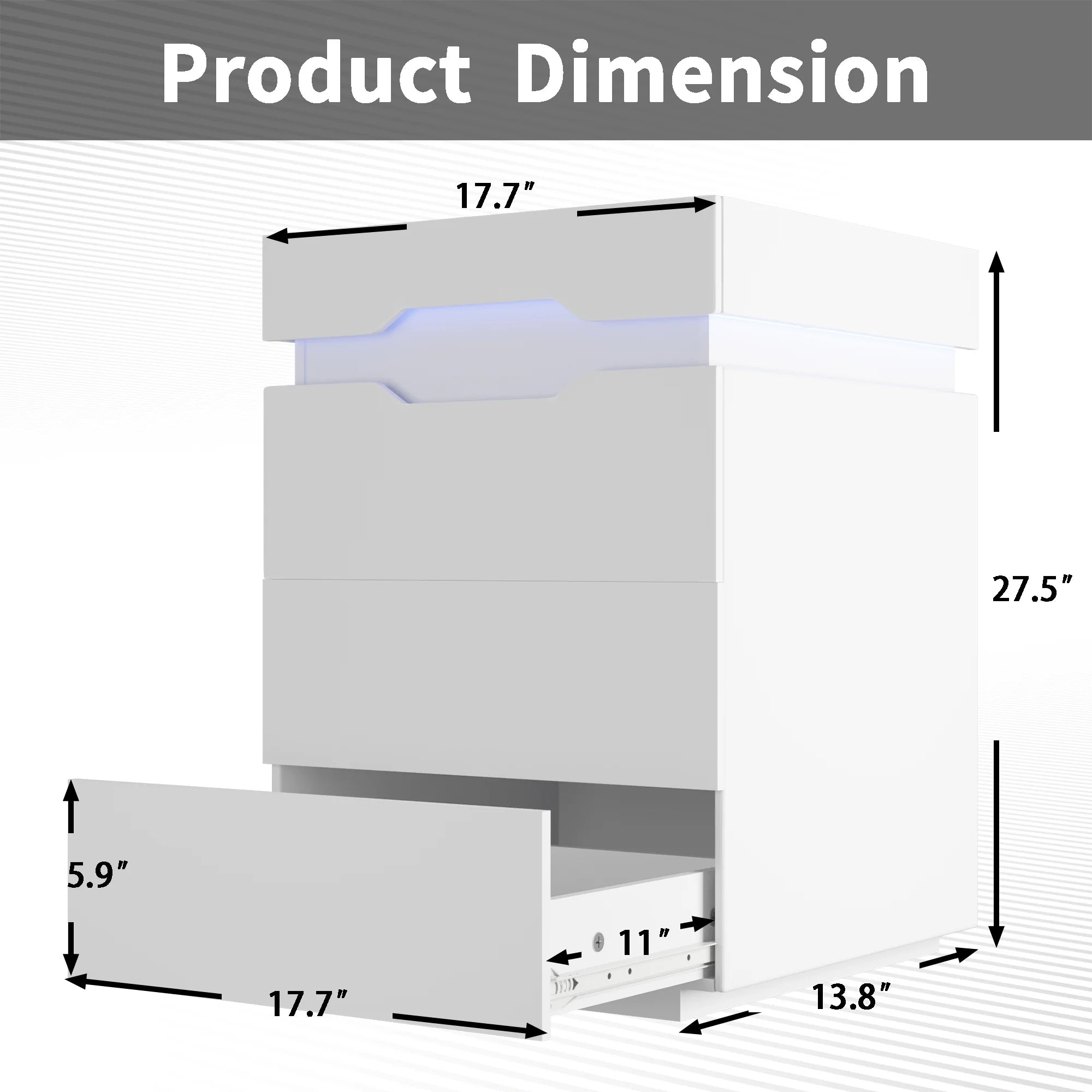 homall-bedroom-nachttisch-wei-2-schubladen-led-usb image 2