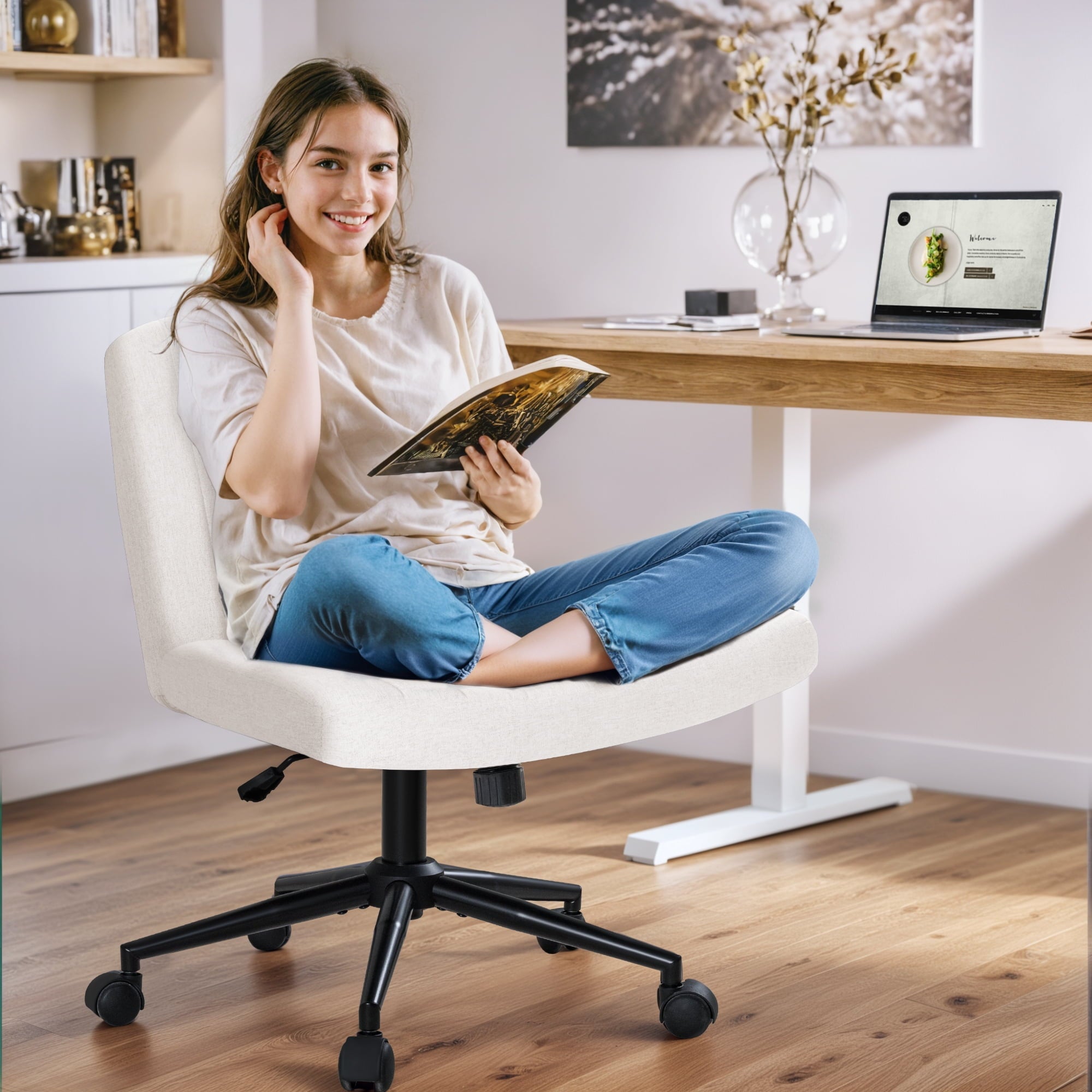 homall-office-mesh-chair-b-rostuhl-grau-ohne-armlehne-rollen image 6