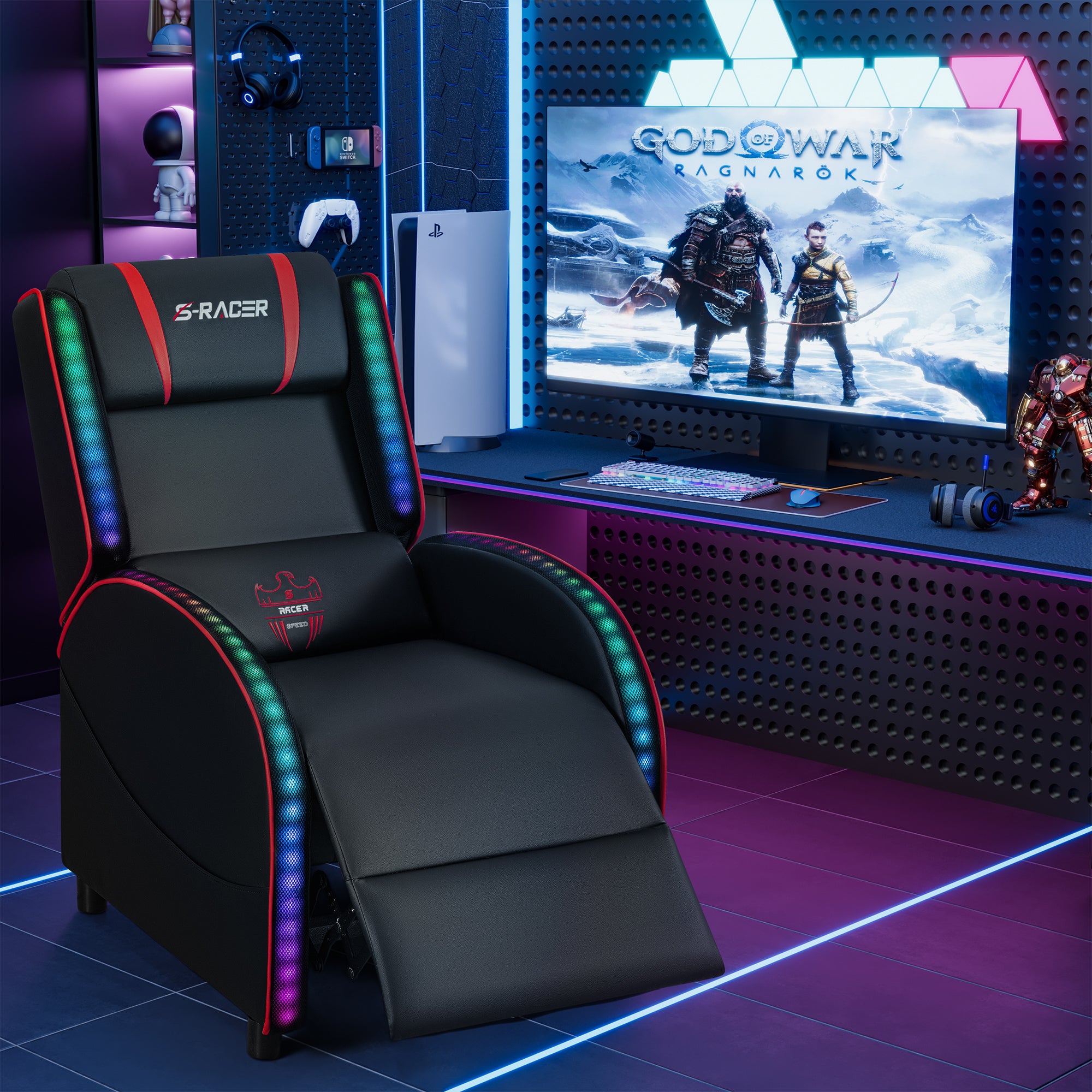 homall-gaming-recliner-gaming-sessel-grau-mit-led-massage image 6