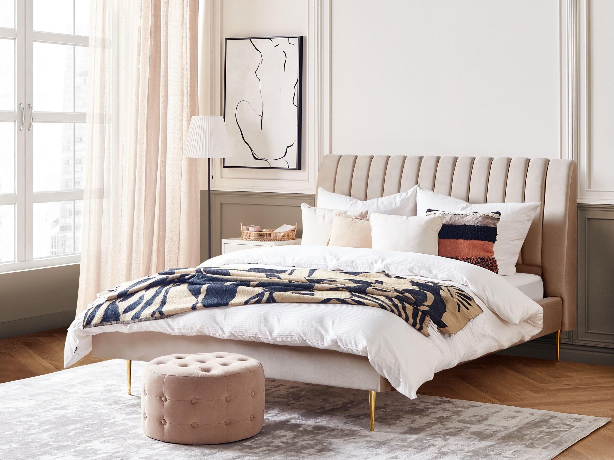 beliani-marville-doppelbett-samt-180x200-cm-beige image 2