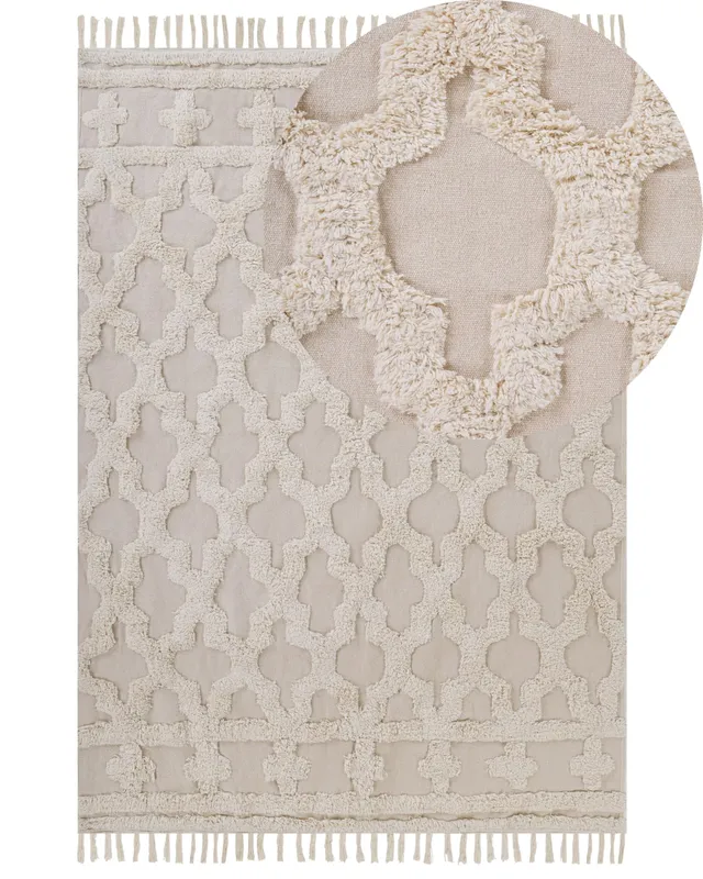 beliani-suluova-baumwoll-teppich-beige-160x230-cm image 1