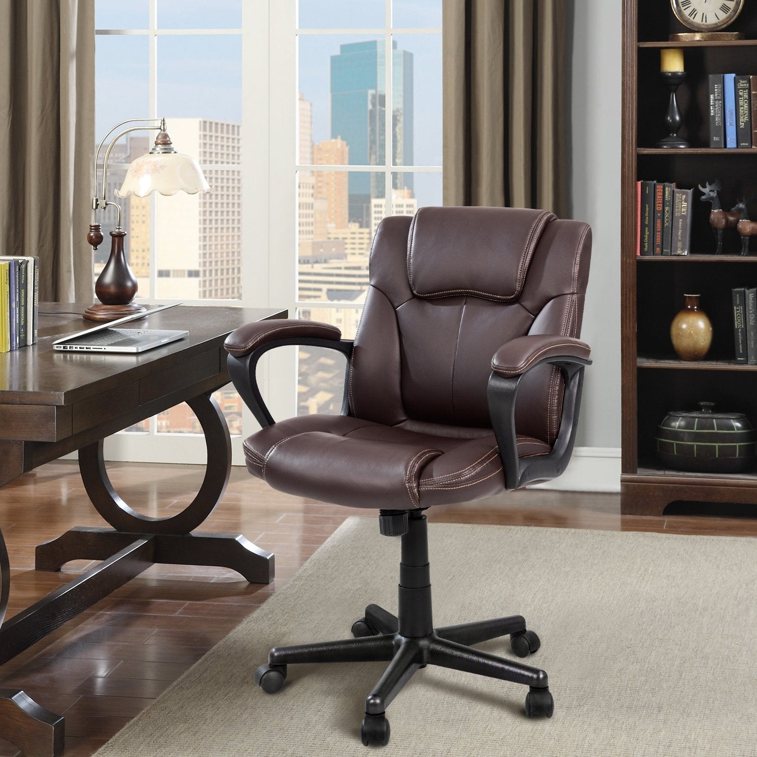 homall-office-leather-chair-b-rostuhl-schwarz-pu-leder image 2