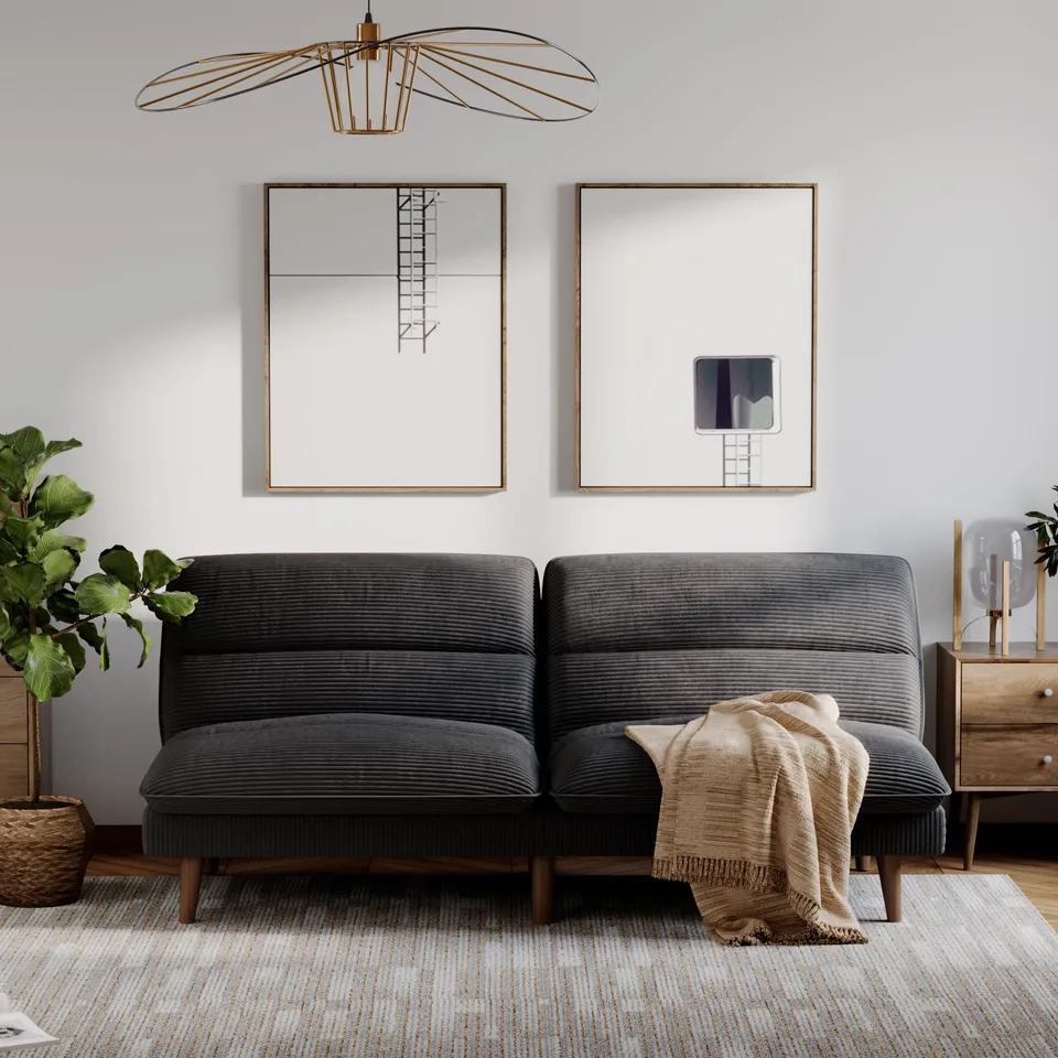 homall-sofa-2-sitzer-cord-gr-n-schlafsofa-verstellbar image 1