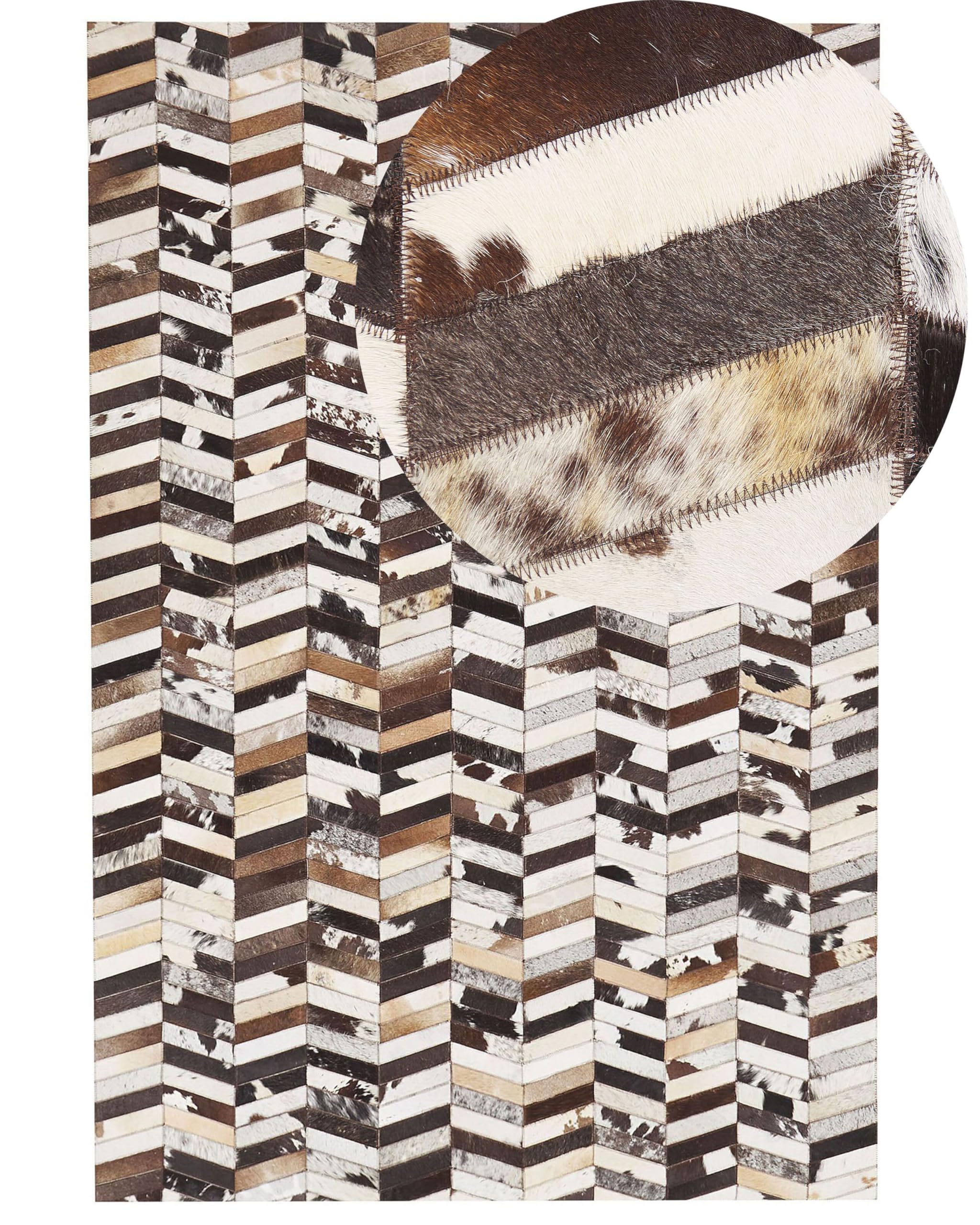 beliani-akyele-kuhfell-teppich-braun-wei-140x200-patchwork image 1