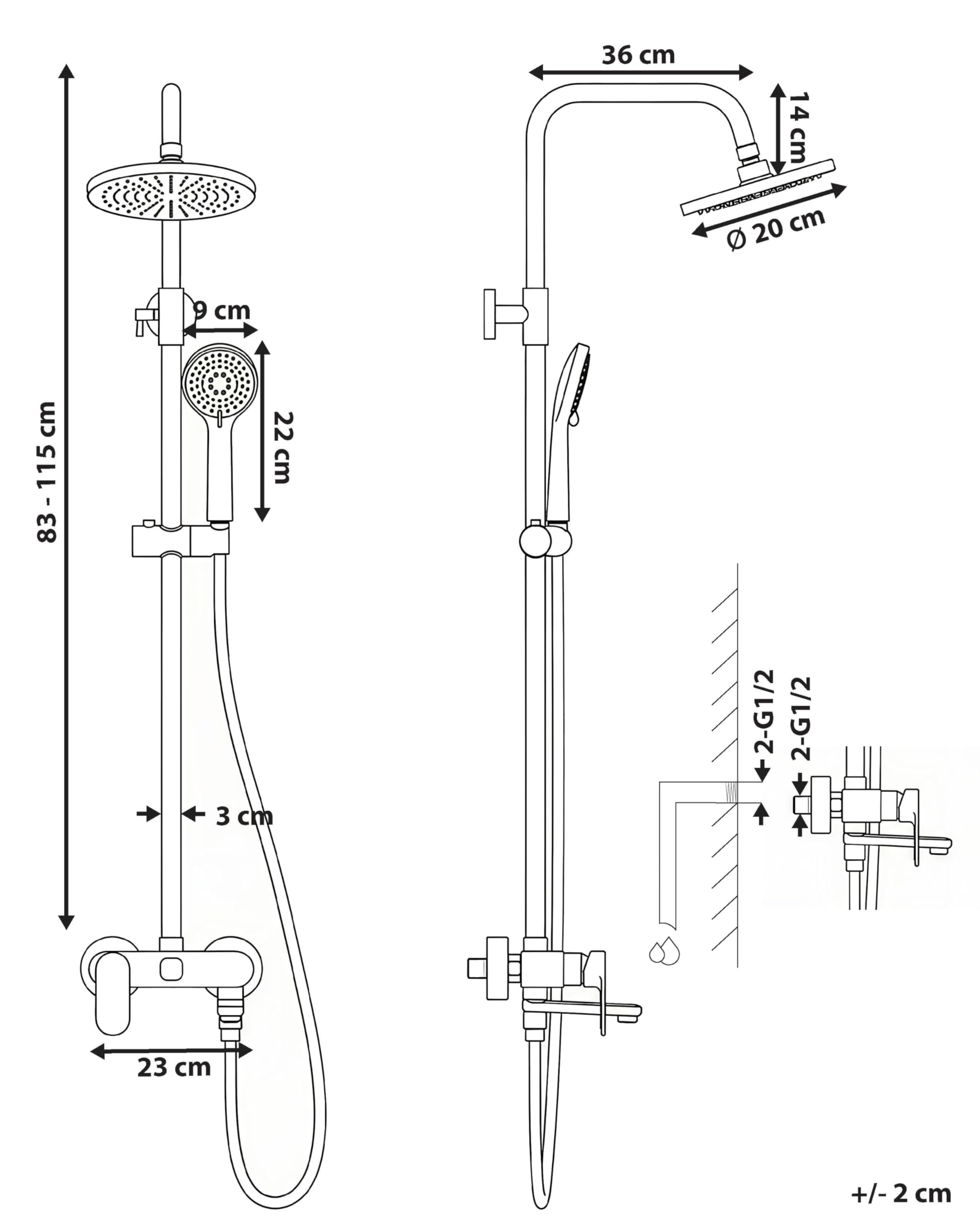 beliani-gurara-duschsystem-gold-kopfbrause-handbrause-messing image 3