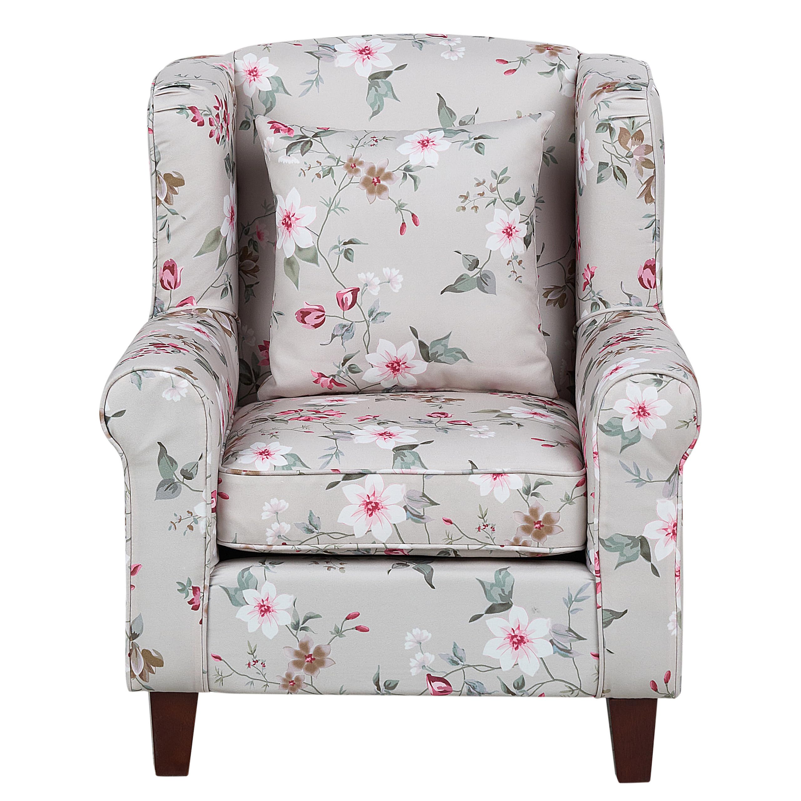 beliani-hamar-sessel-mit-hocker-hellgrau-blumenmuster-stoff image 4
