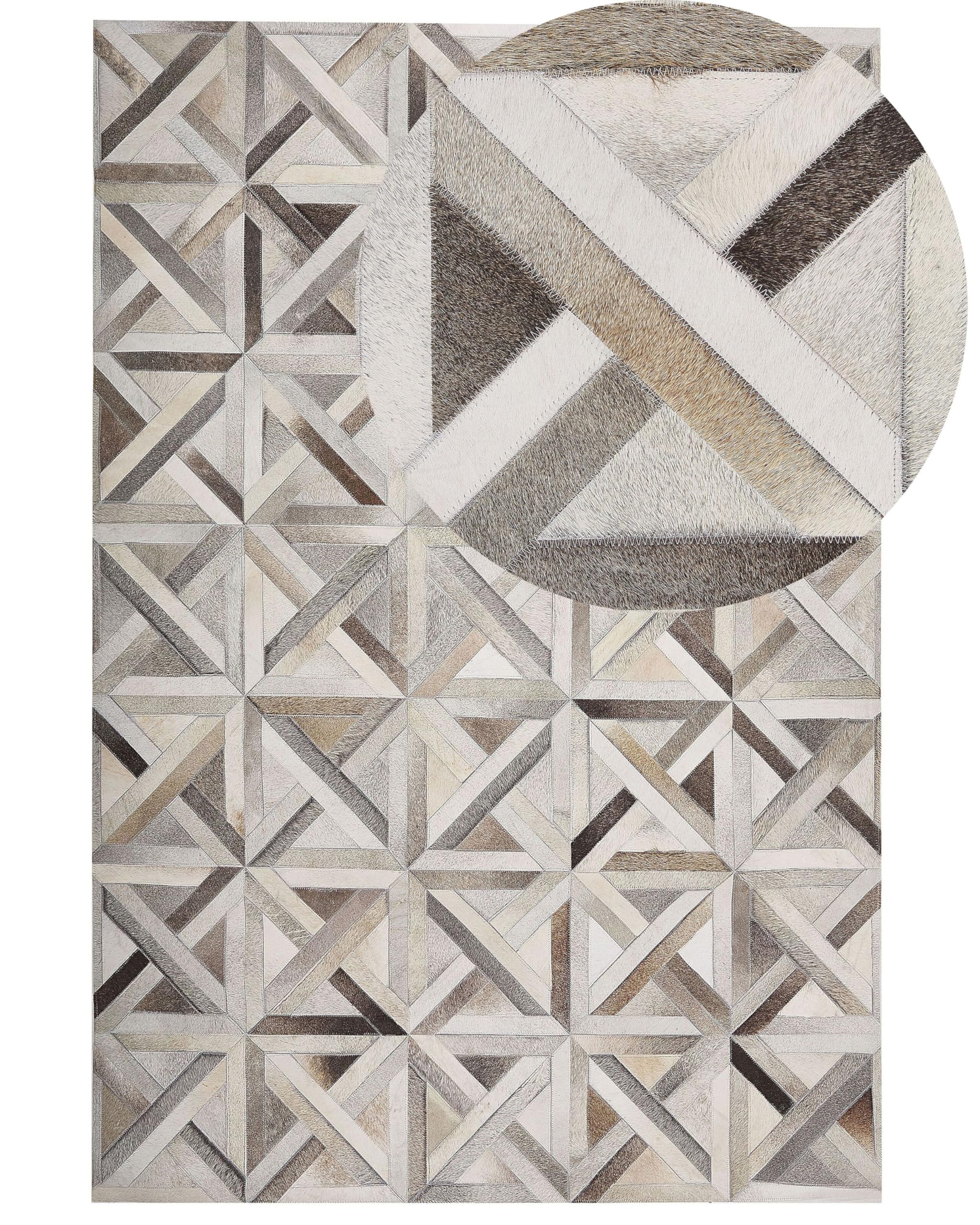 beliani-taytan-leder-teppich-140x200-cm-beige-braun-patchwork image 1