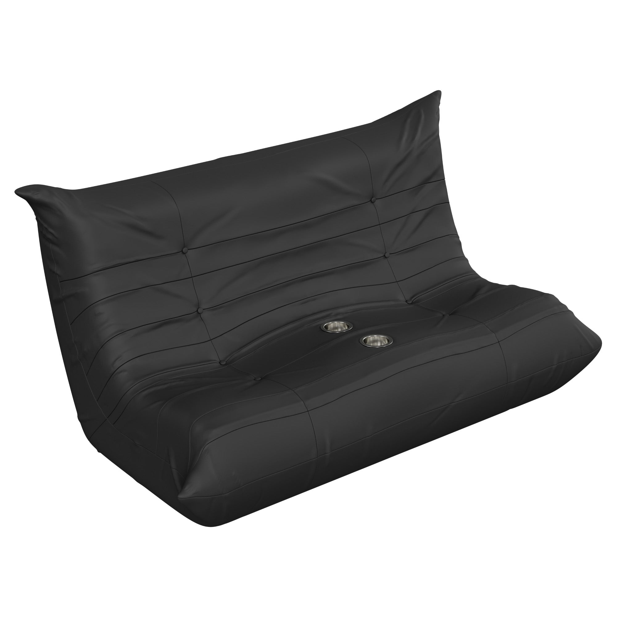 homall-bodensofa-schwarz-2-sitzer-kunstleder-getr-nkehalter image 6
