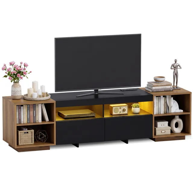 homall-tv-stand-lowboard-178-cm-f-r-75-zoll-mit-led-schwarz image 1