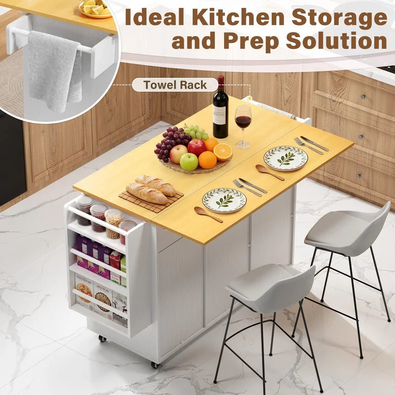 homall-shelf-k-cheninsel-mit-drop-leaf-servierwagen-schwarz image 2