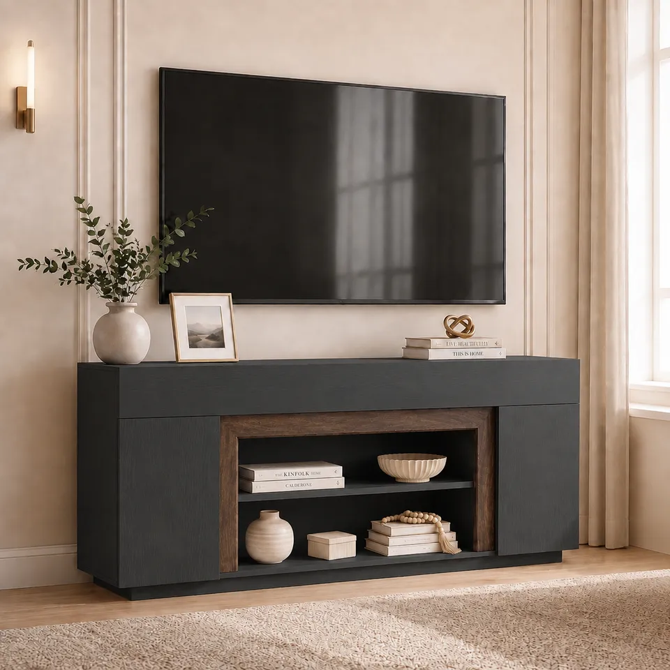 homall-tv-stand-tv-schrank-70-zoll-schwarz-walnuss image 1