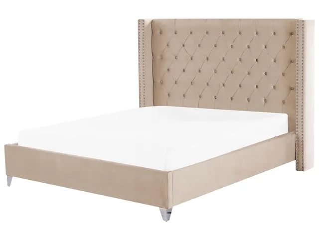 beliani-lubbon-polsterbett-180x200-beige-samt-chesterfield image 1