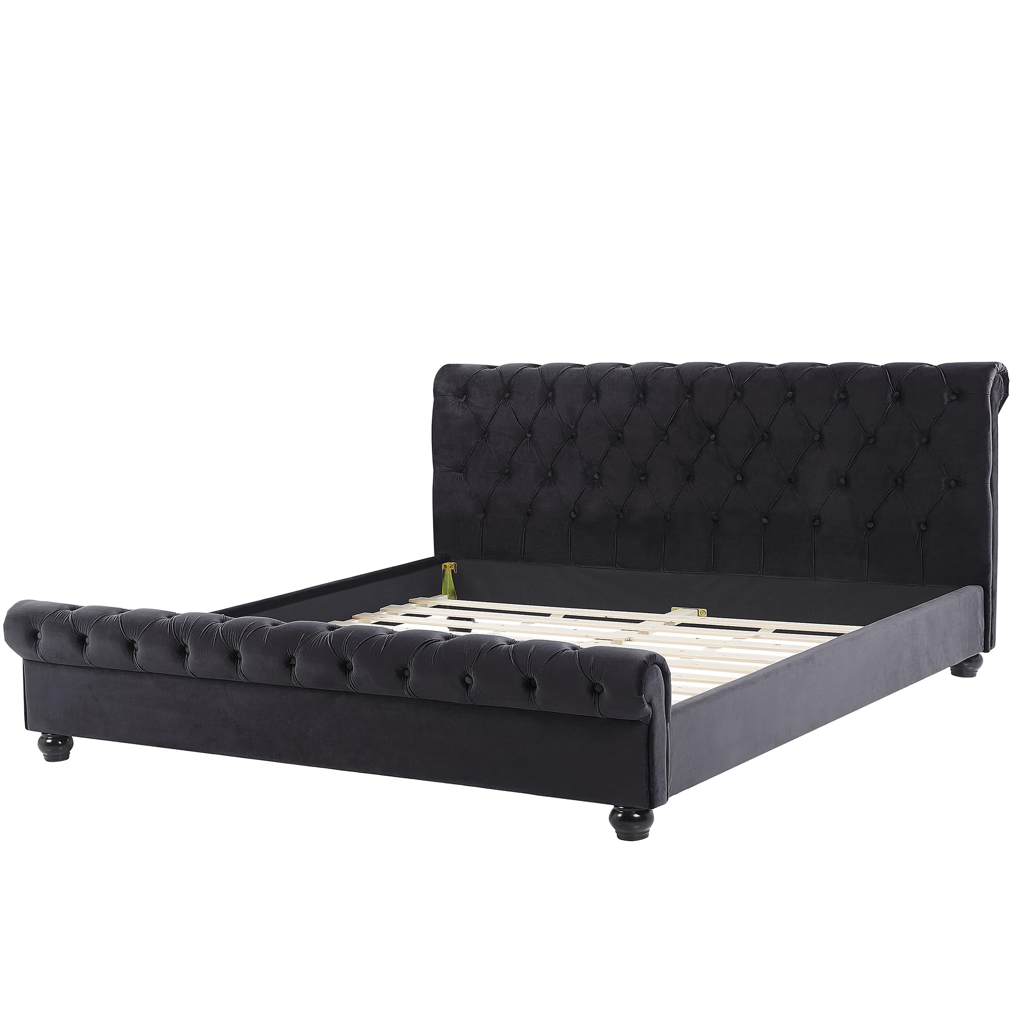 beliani-avallon-samtbett-schwarz-180x200-chesterfield image 4