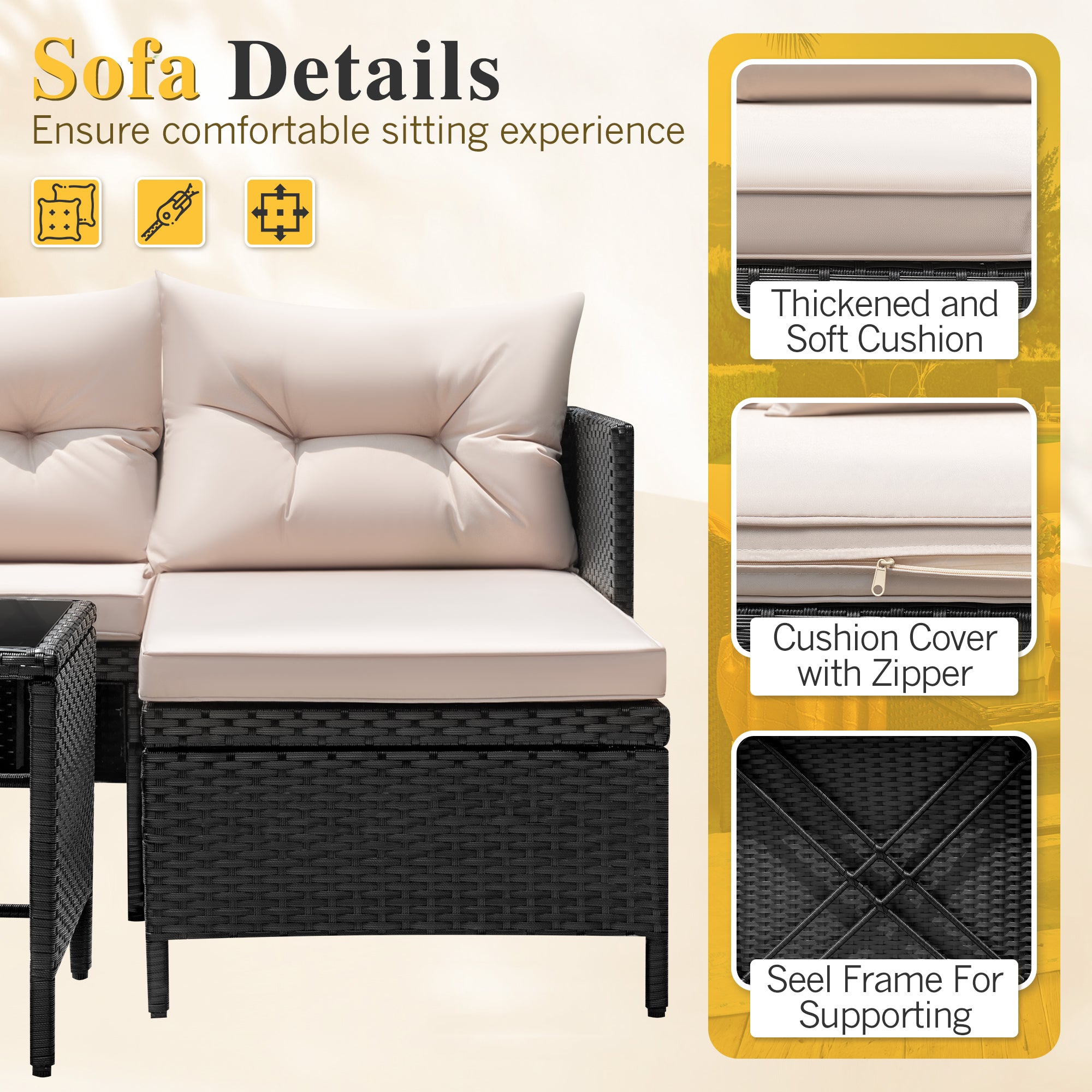 homall-patio-rattan-lounge-sofa-l-form-schwarz-beige-tisch image 2