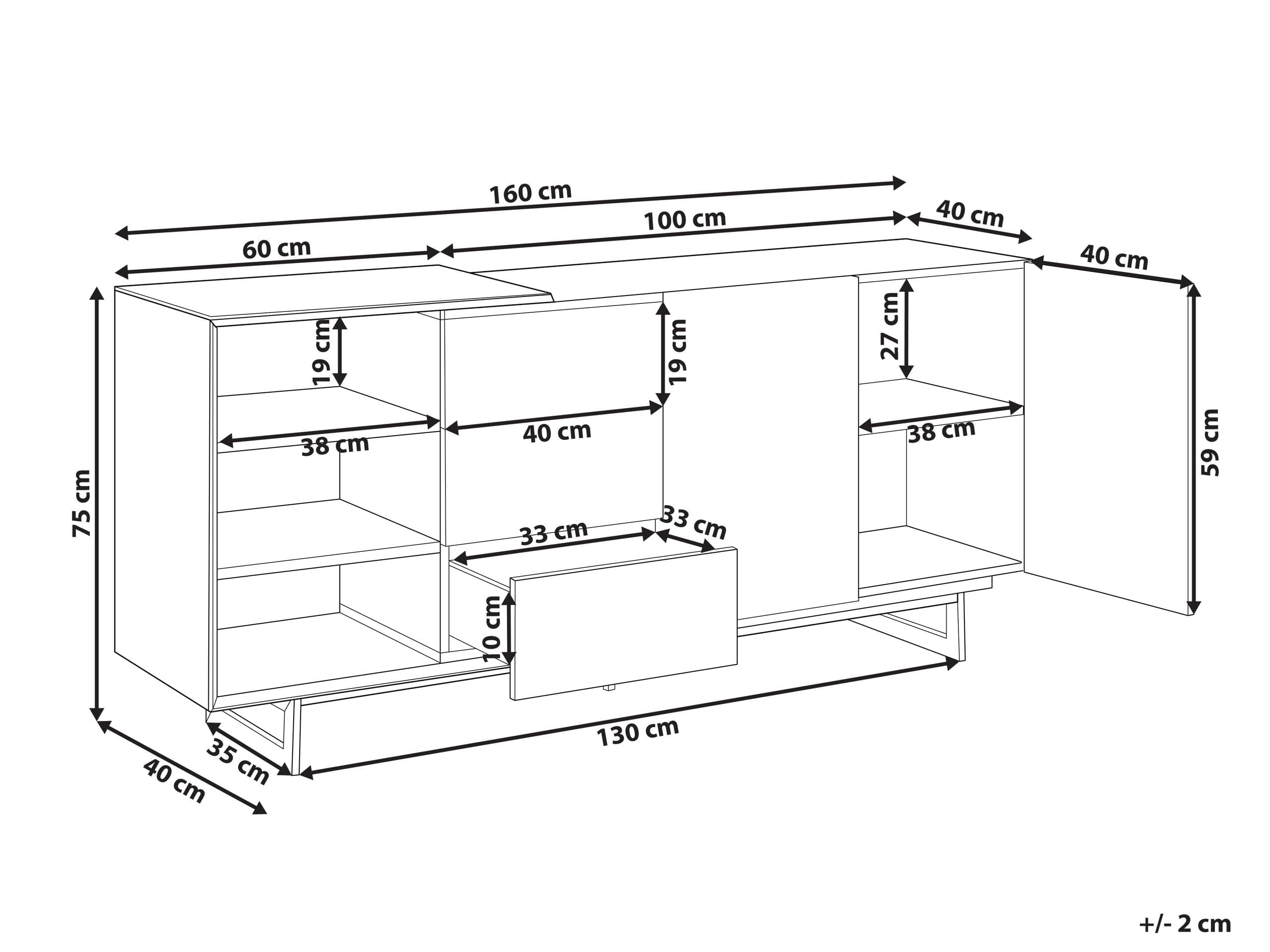 beliani-fiora-sideboard-holz-hell-schwarz-160cm-mit-schubladen image 3