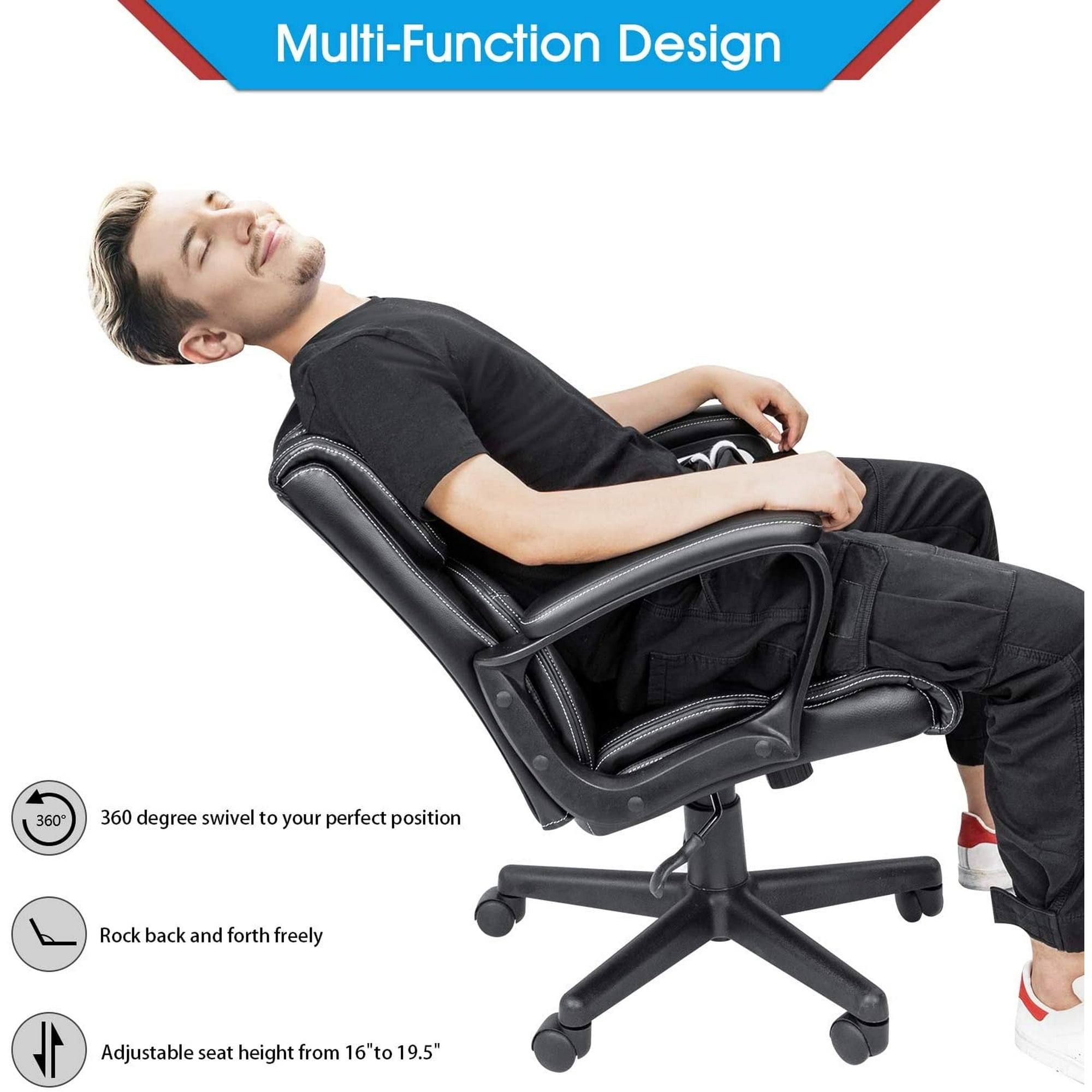 homall-office-leather-chair-b-rostuhl-schwarz-kunstleder-2 image 3