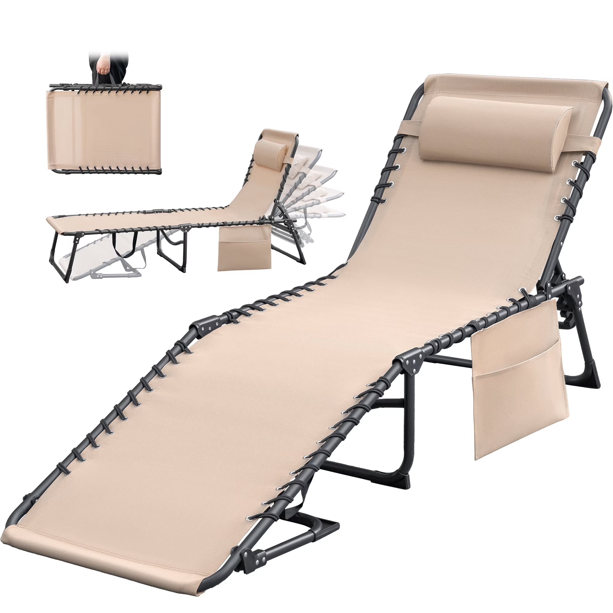 homall-patio-furniture-liegestuhl-beige-klappbar-textilene image 1