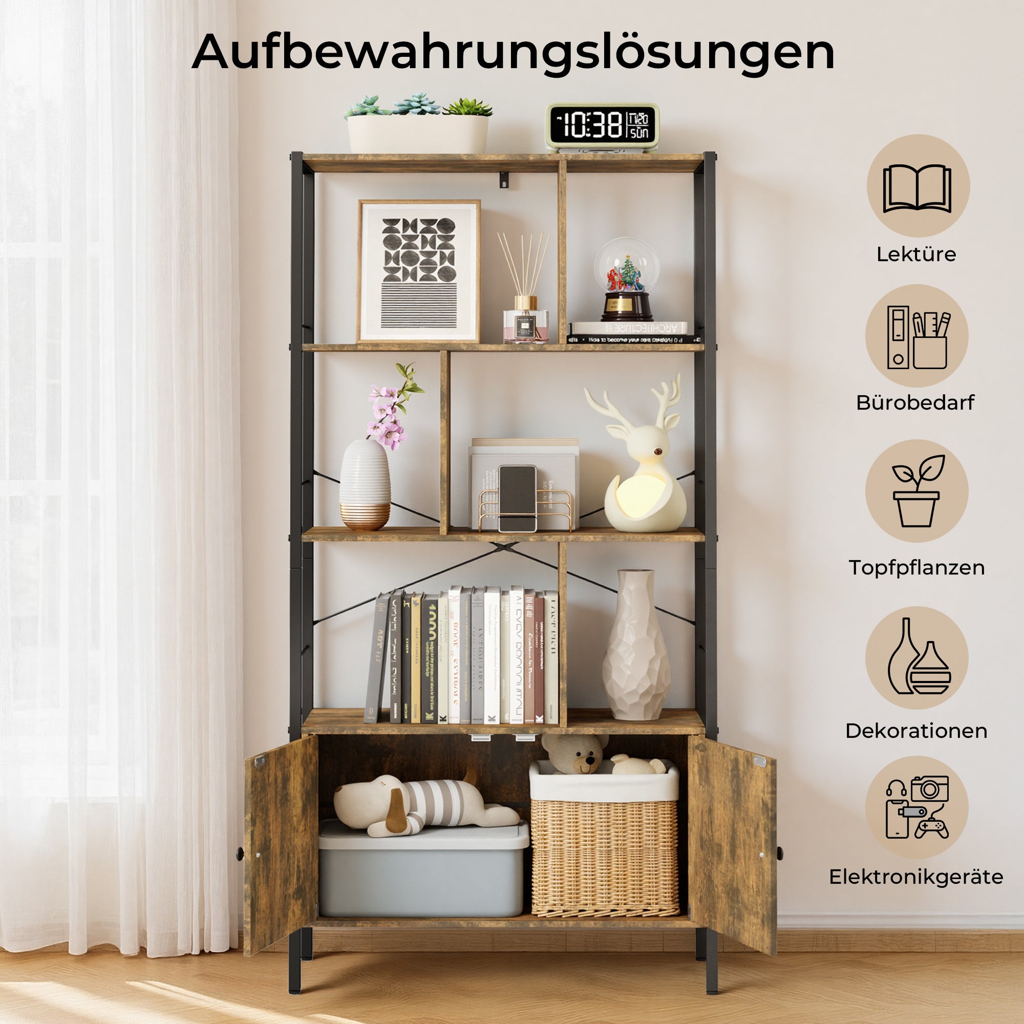 bealife-fs28-b-cherregal-mit-schrank-braun-industrial image 4